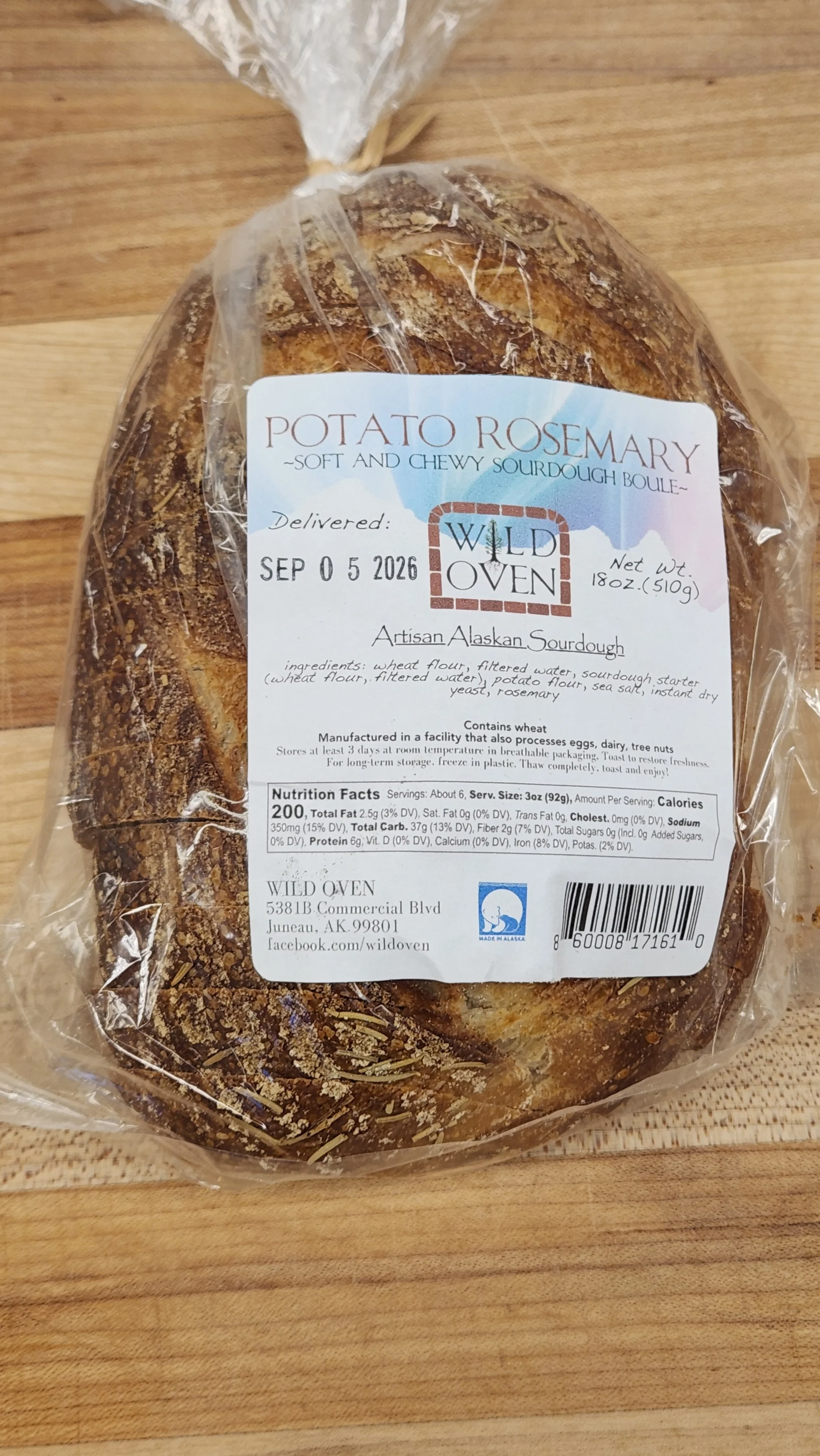 Frozen and Sliced Potato Rosemary Loaf
