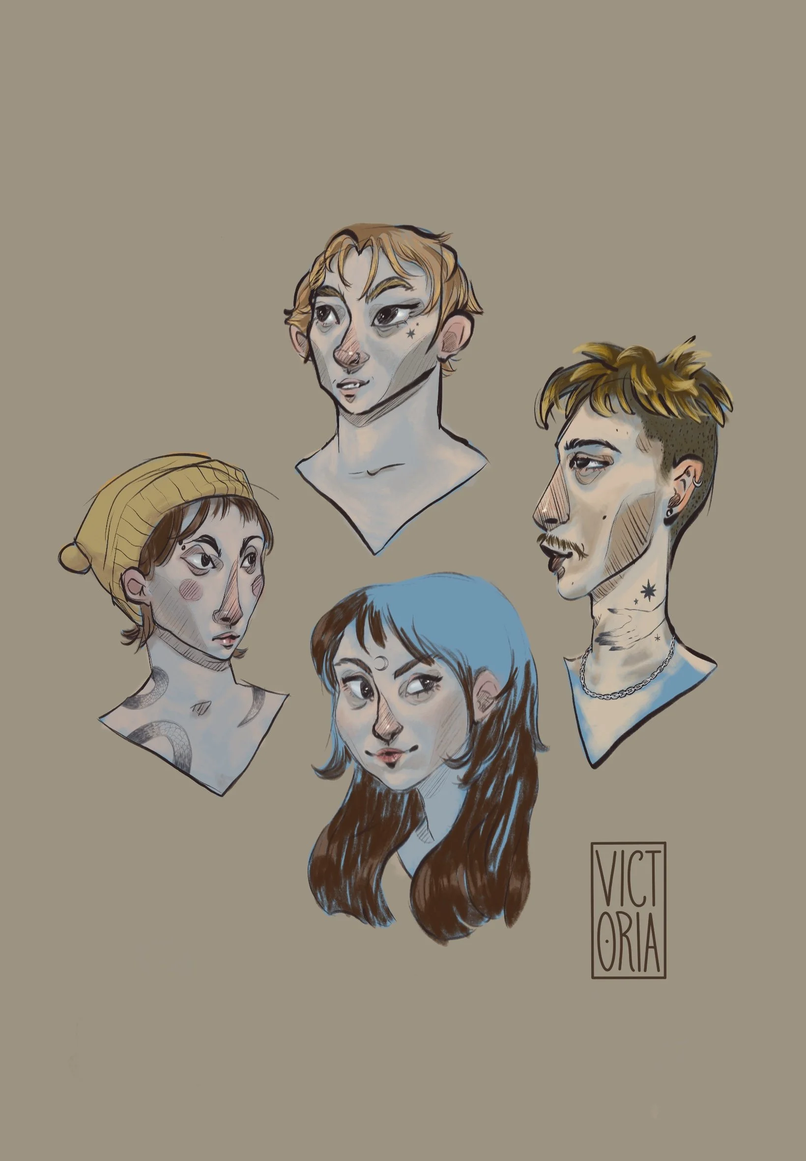 Blue Character Sketches