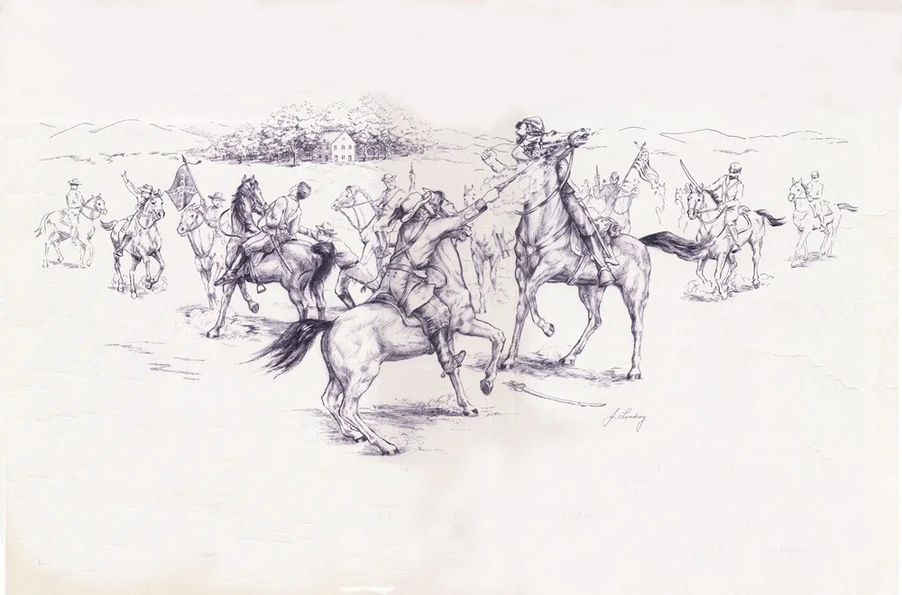 Mt. Zion (in background) sees battle on July 6, 1864- Drawing Courtesy of VisitLoudon