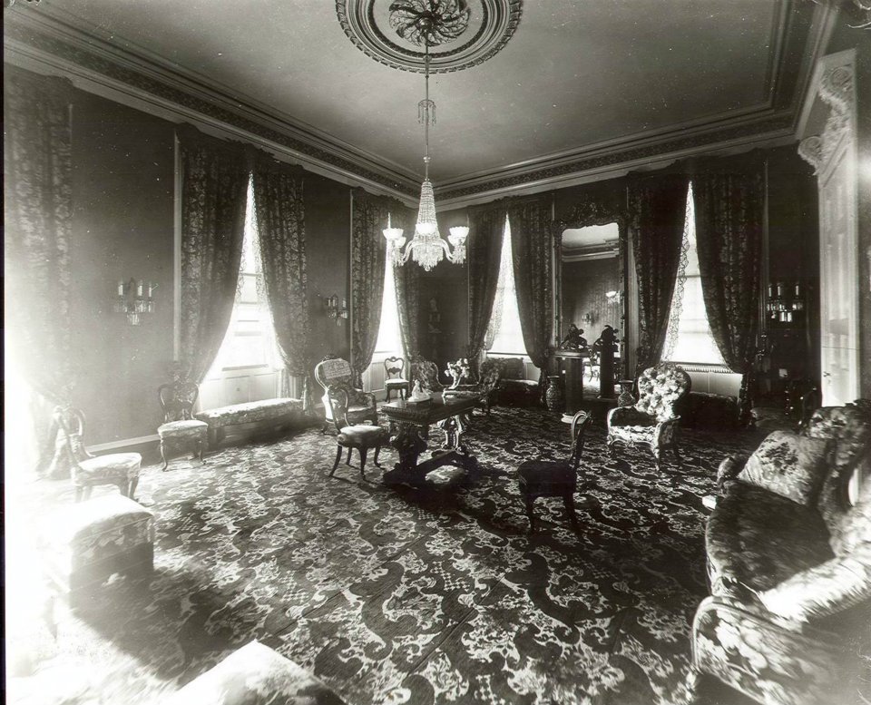 Drawing Room with chandeliers, fine carpets, mirrors, and furnishings, much of which were imported from France. Some of the images you see below are of this same room as it looks today.