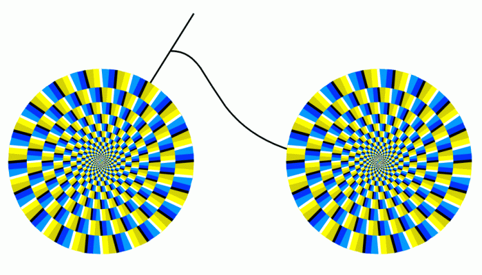 Are the bike wheels turning or not? Hint (nope ;). Image Courtesy: Akiyoshi Kitaoka