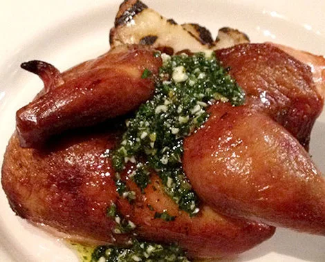 The celebrated chicken. Go get some of this! I would have snapped a picture myself, but it was gone before I had the presence of mind. Image Courtesy: ChefsFeed