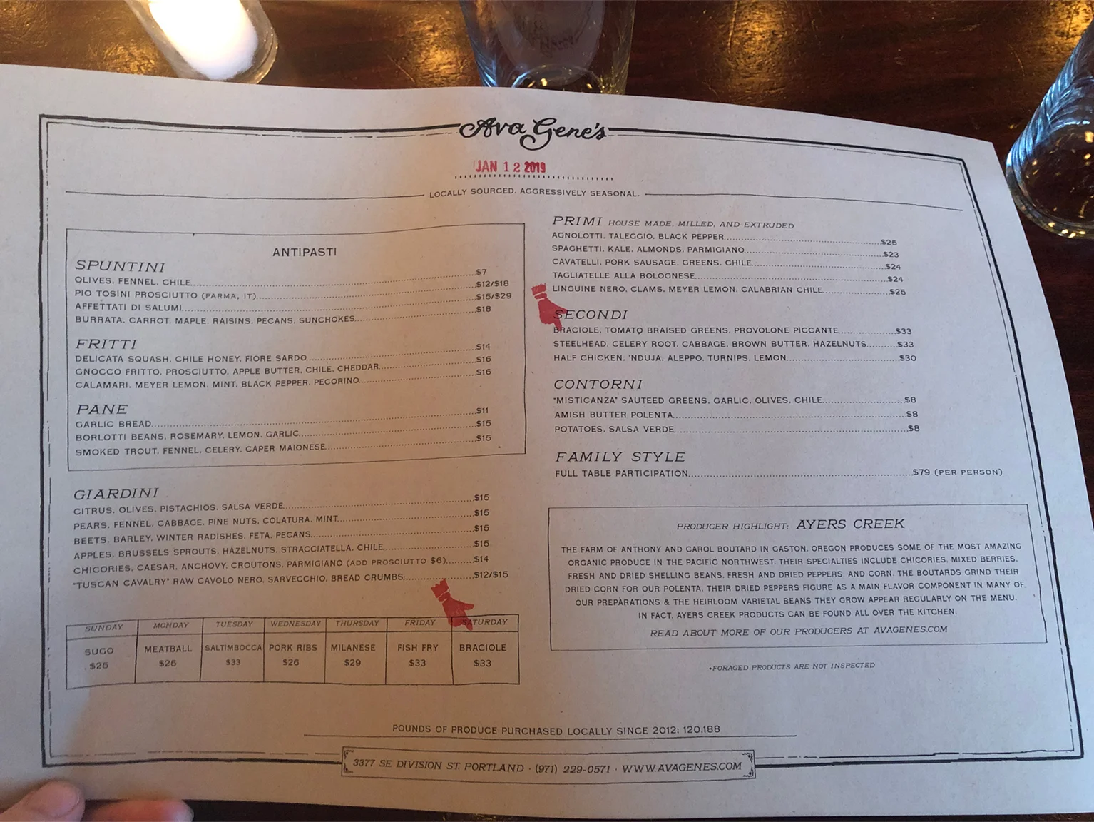 The toughest part about this menu is deciding. There are so many good options on here and EVERYTHING I’ve ever tried at Ava Gene’s has been truly remarkable. Just a reason to keep coming back! Image Courtesy: Dan Meyers