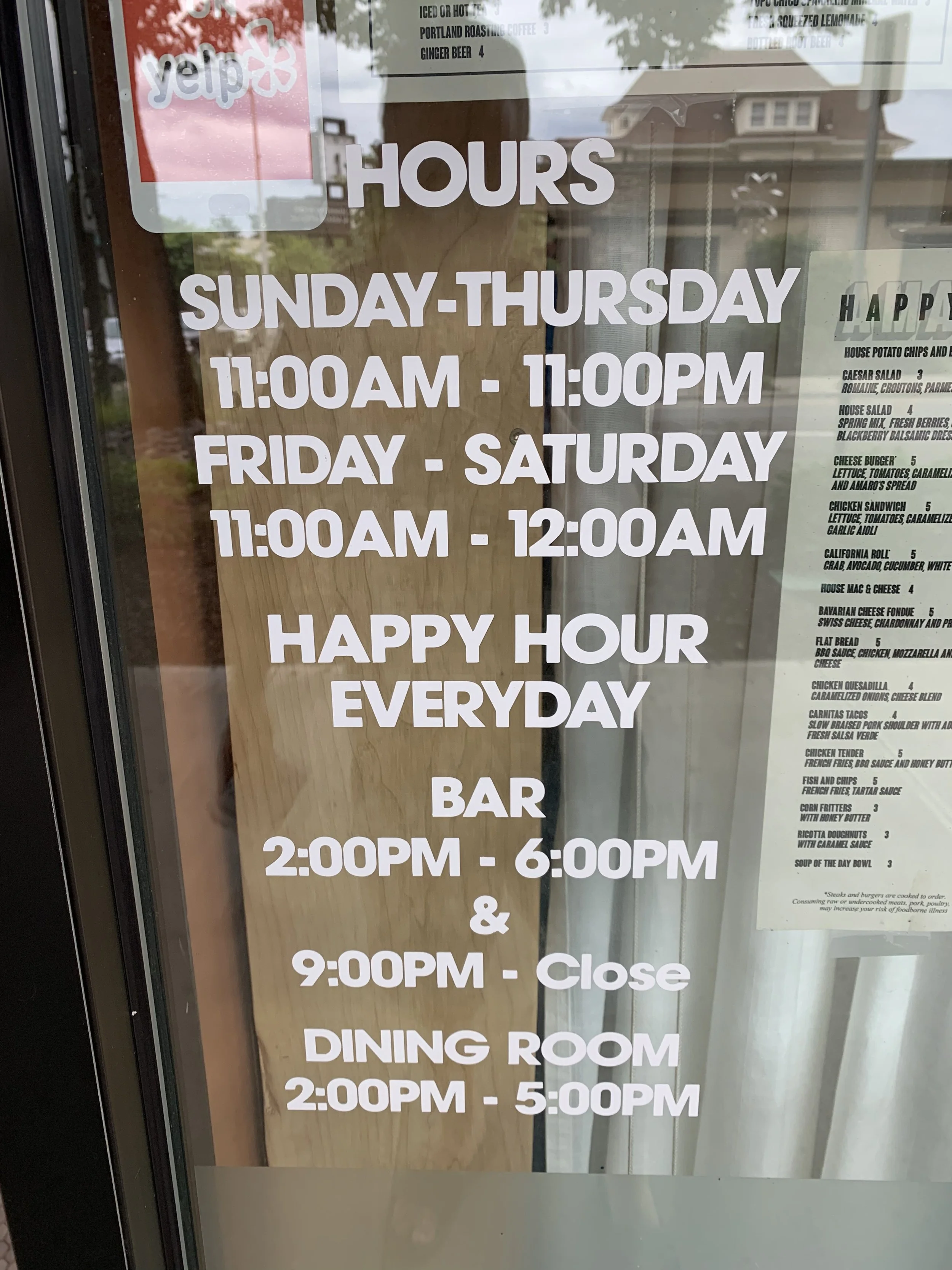  Amaro’s hours of operation. Image Courtesy: Dan Meyers 