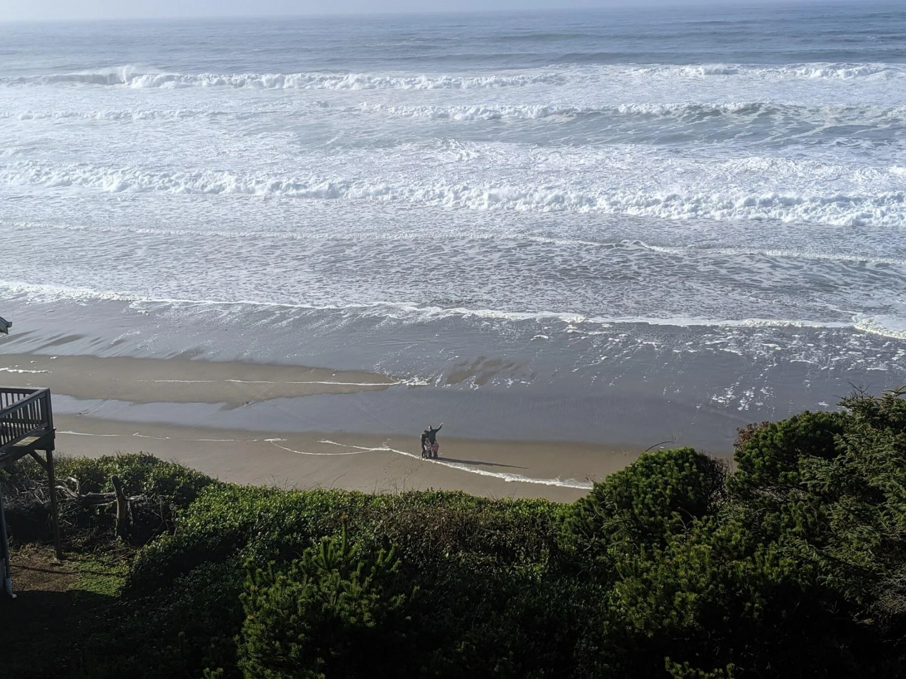  My sister took this shot of my family and I down on Bella Beach, from the beach house deck. We look pretty tiny here, up against the grandeur of the giant ocean. Image Courtesy: Sally Kohnstamm 
