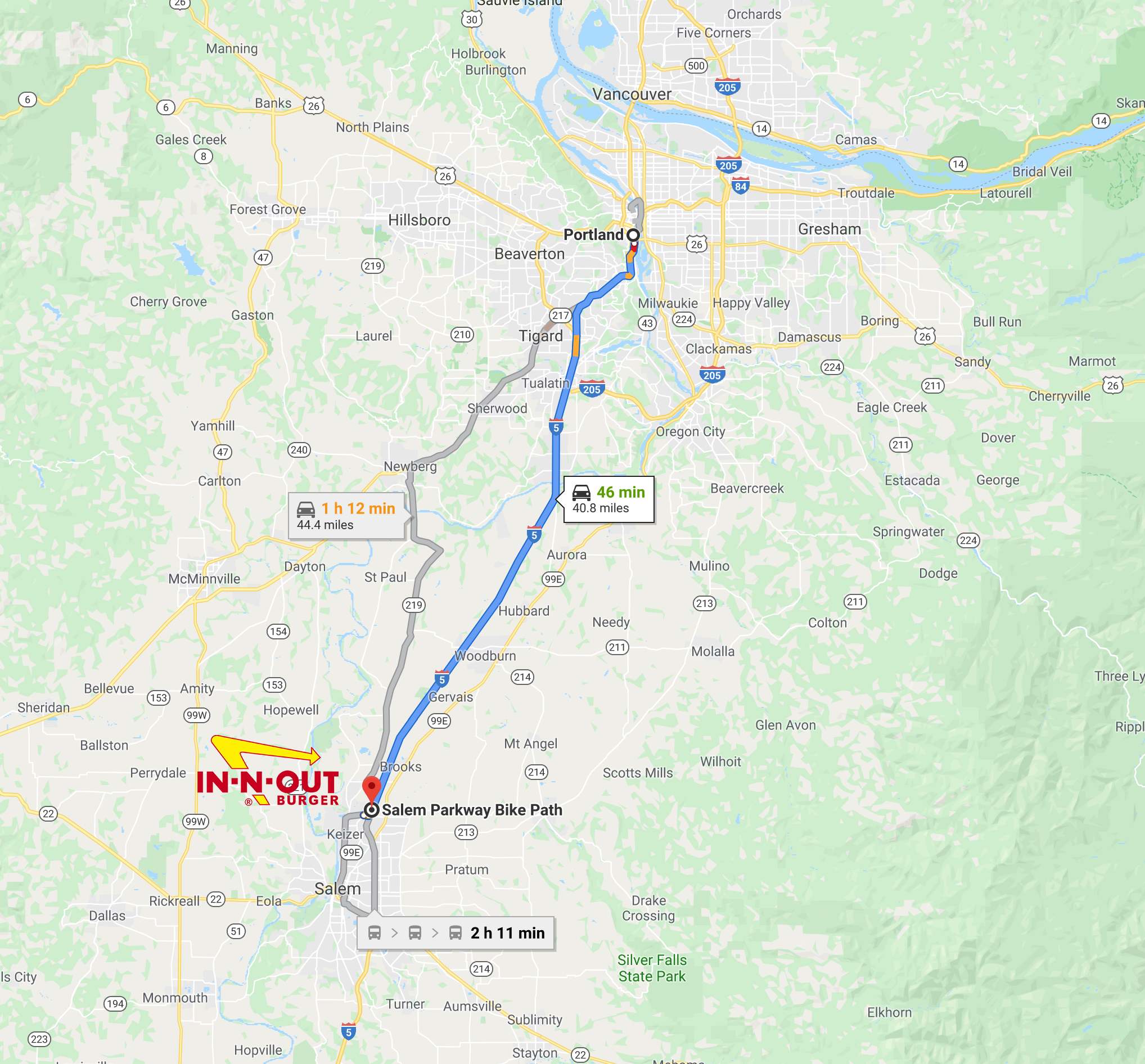 Just a short hop south…In N’ Out beckons… Image Courtesy: Google Maps CLICK HERE for the live map link.