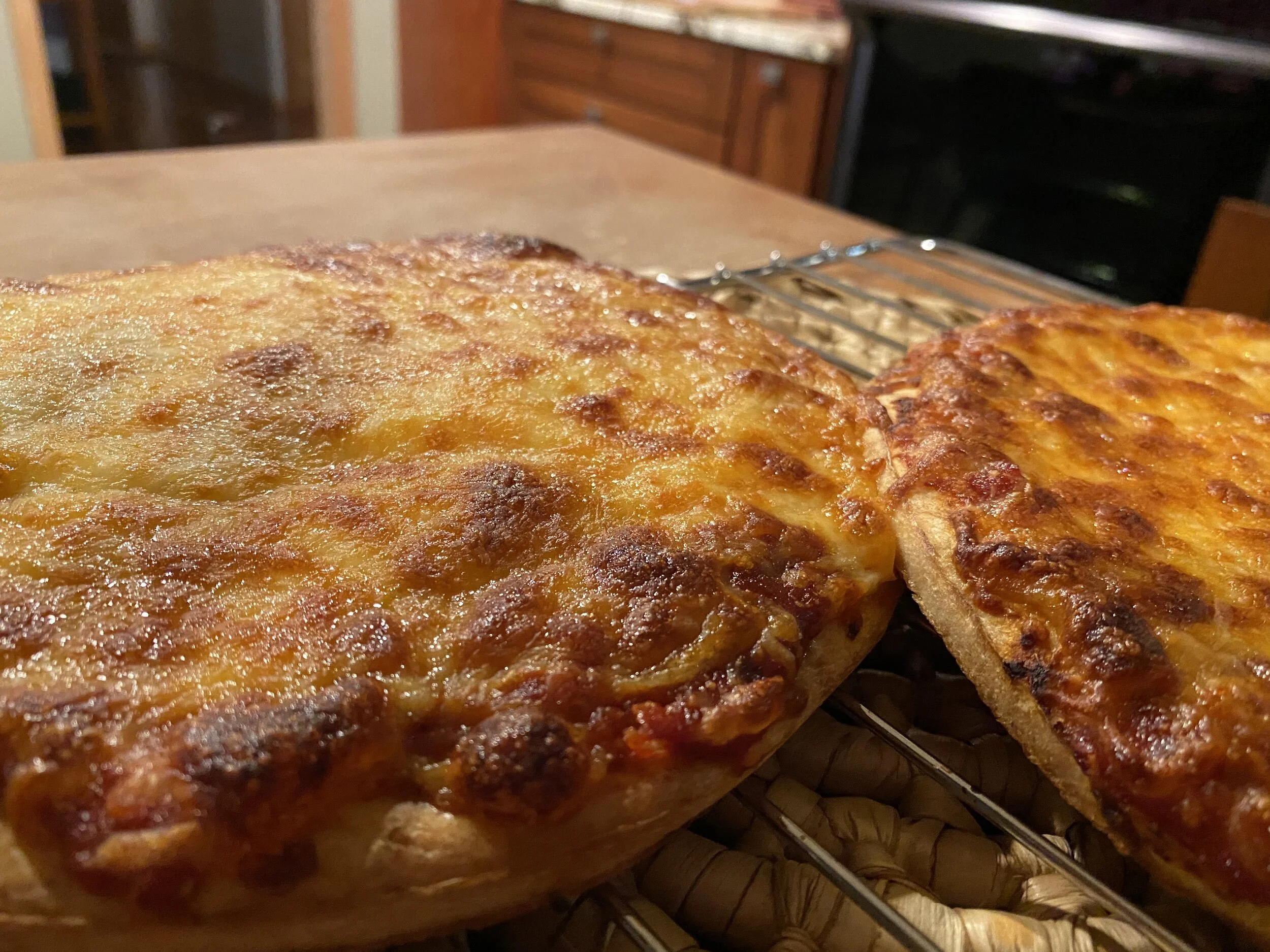 A close-up of my first air-fried pizza. While there isn’t any health advantage to cooking pizza in an air fryer, I will tell you that it is truly amazing in taste and texture. It’s hard to explain, but it just comes out so darn good! And not only that, when you take leftover pizza out of the fridge and put it into the air fryer to “bring it back,” I swear you can’t tell that it’s a leftover anymore. Image Courtesy: Dan Meyers