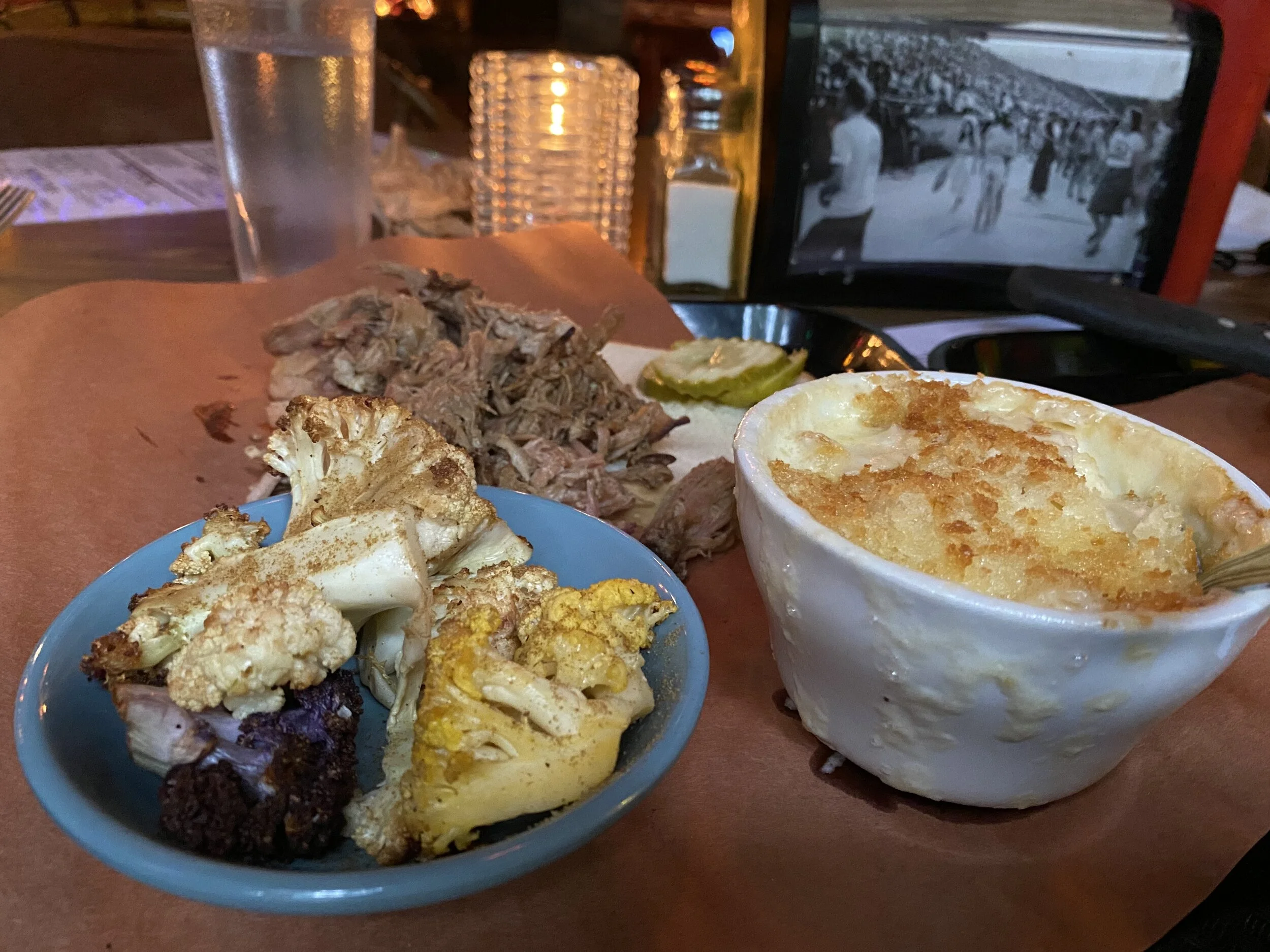 Pulled pork, grilled veggies and the best darn mac and cheese I may have ever had…this was my meal ;). Image Courtesy: Dan Meyers 