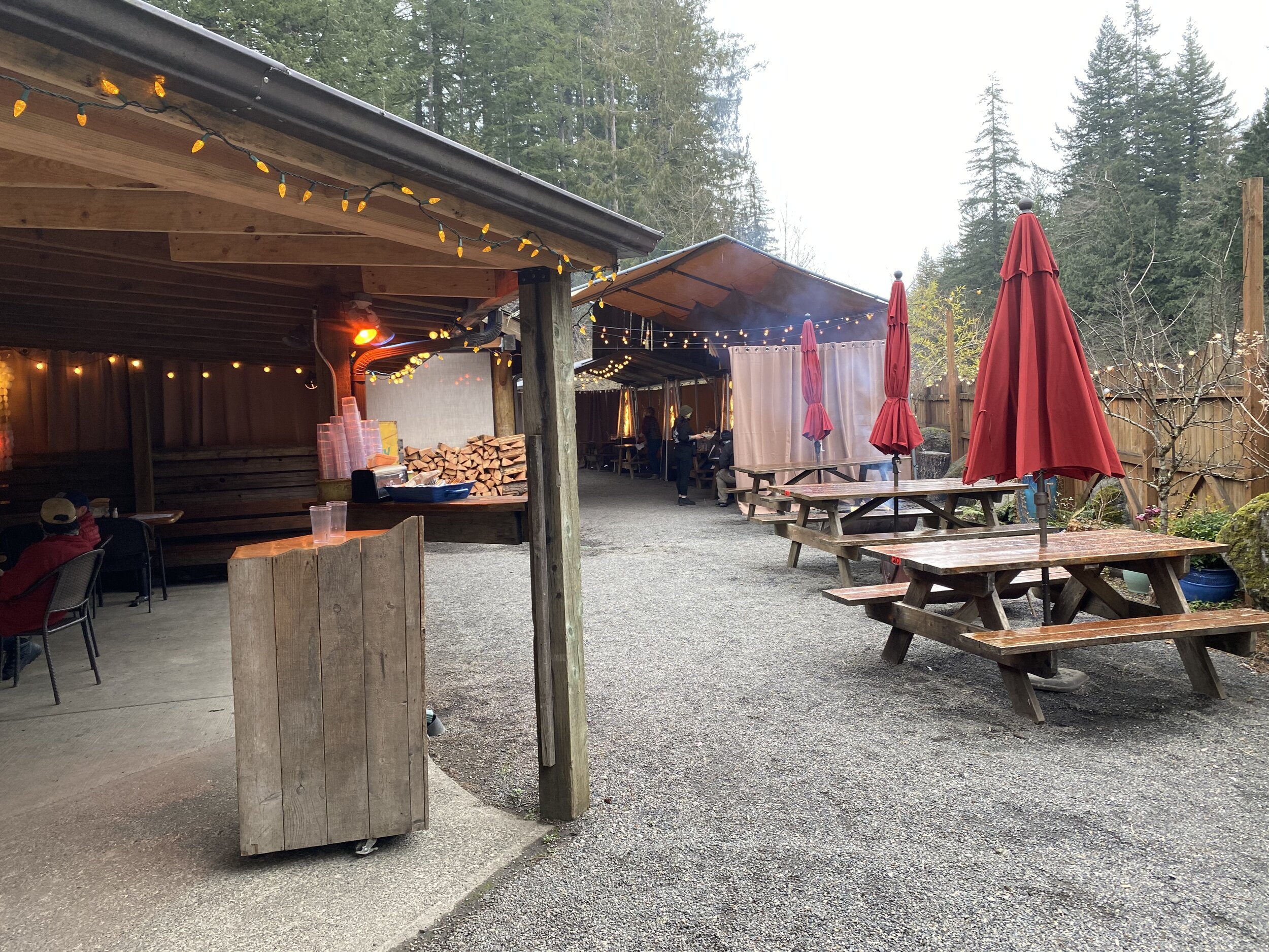  Here you can see the outdoor, COVID-19 set-up at the Skyway. Pretty nice and warm. Image Courtesy: Dan Meyers 