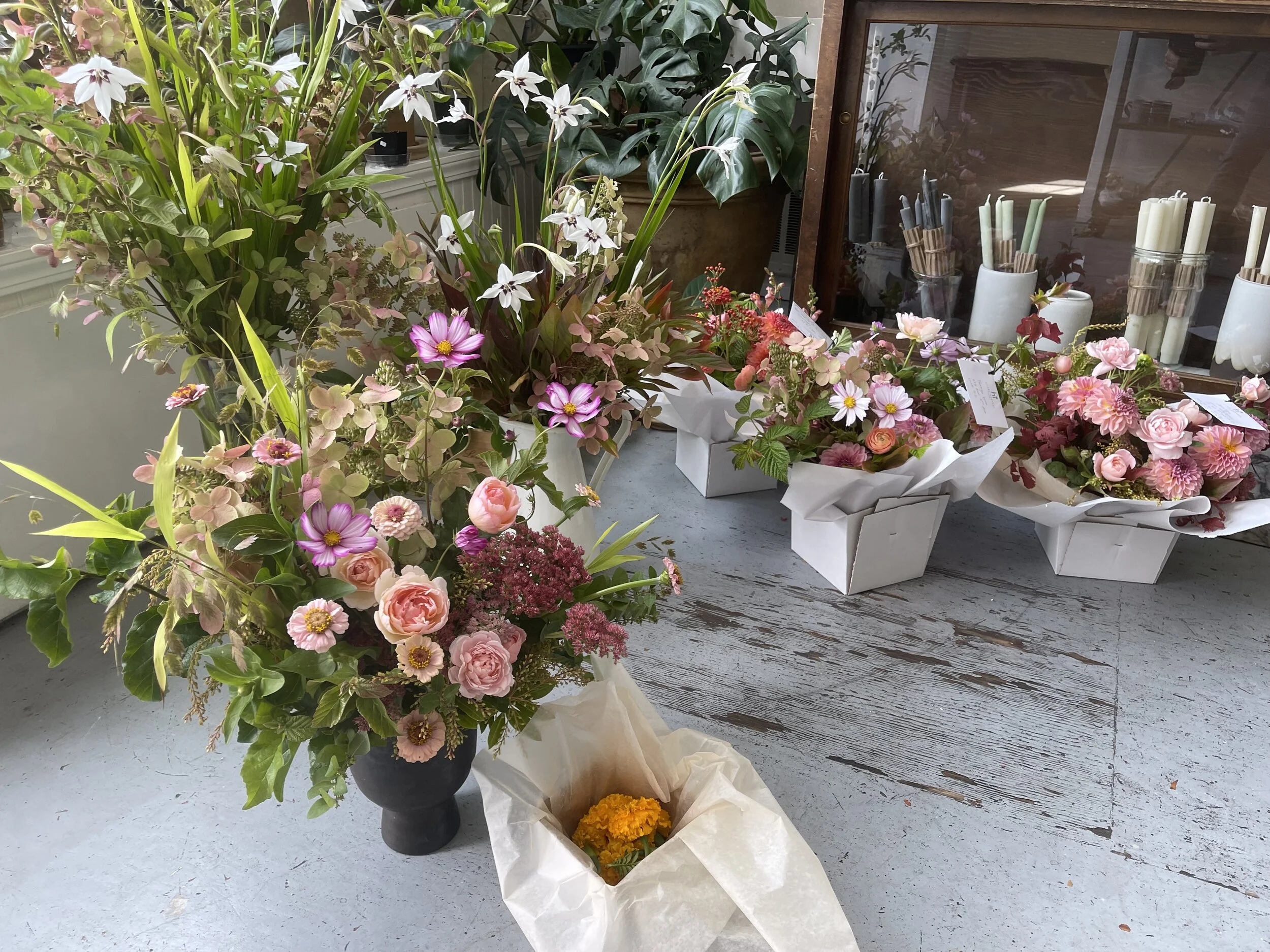  Just a few arrangements awaiting delivery to customers at Hilary Horvath Flowers. Simply gorgeous. Image: Dan Meyers 