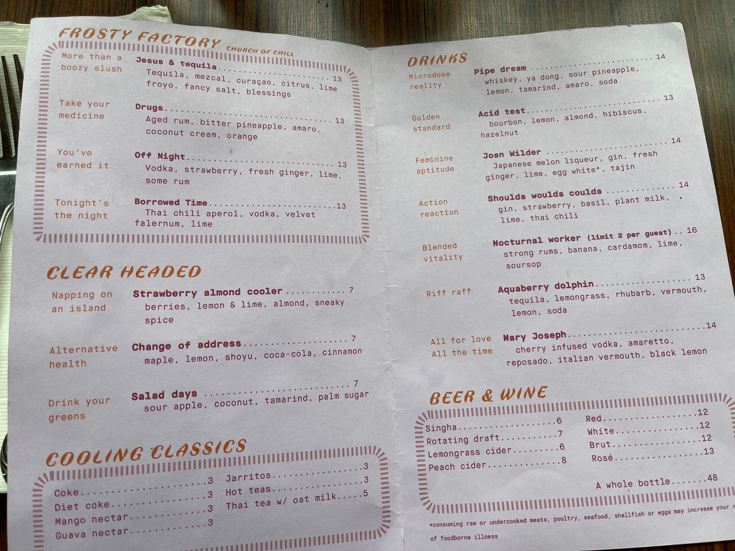 The cocktail menu at eem. So very nice. Image Courtesy: Dan Meyers