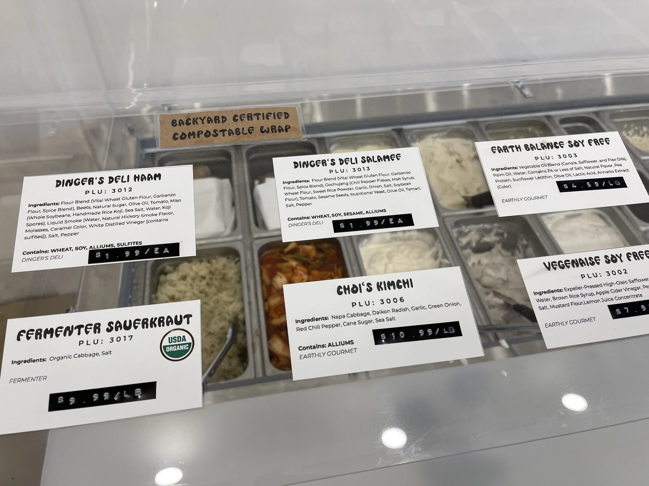 A close-up of the plant-based deli meat selections at The Realm Refillery. Image: Dan Meyers