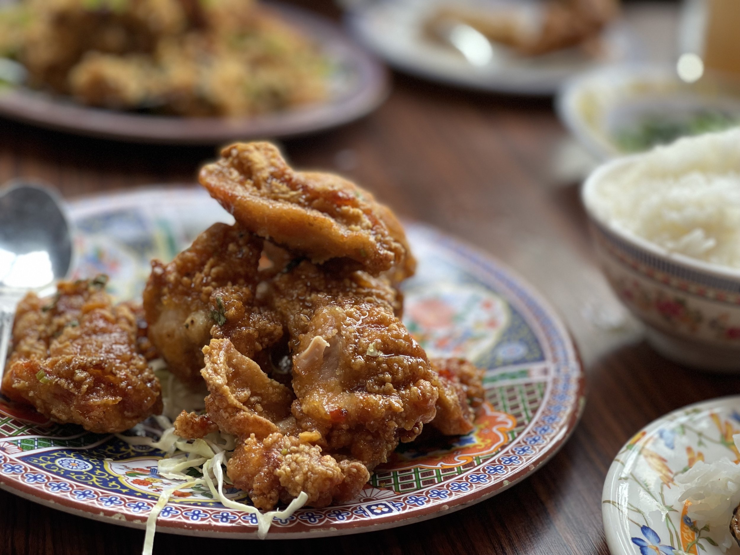 I had to start with my favorite dish at eem, the Sweet and Sour Fried Chicken featuring boneless thighs, red curry powder, and cilantro. Image Courtesy: Lee Holcomb