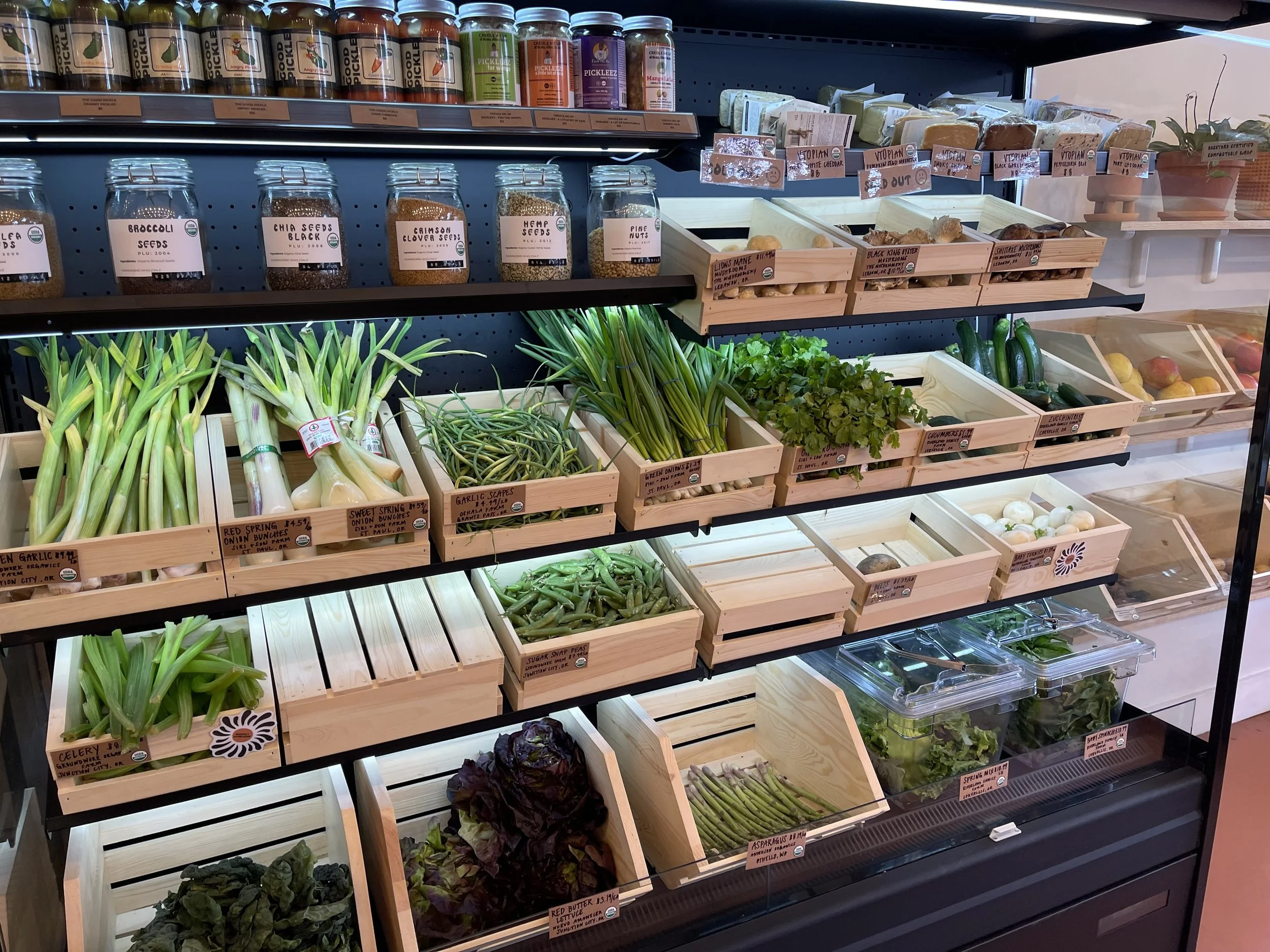 Part of the fresh produce section. Note the local farms noted on each tag. Image: Dan Meyers
