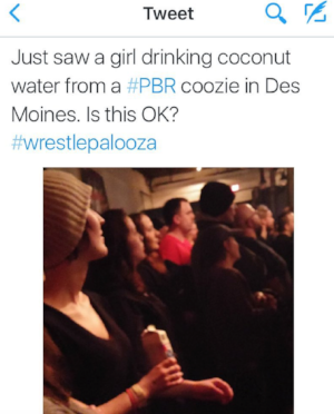 Tweet about me at wrestlepalooza, 2016. my q-life.