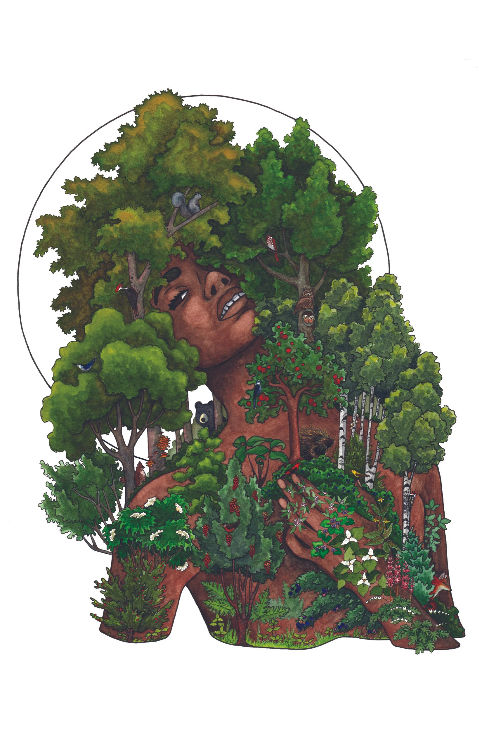 The Deciduous Forest, 2018 Pen & Watercolor