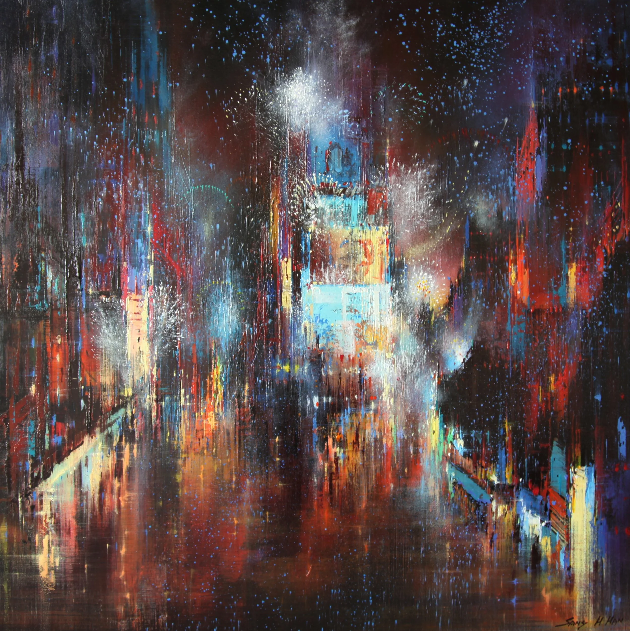 Fireworks in Time Square.JPG