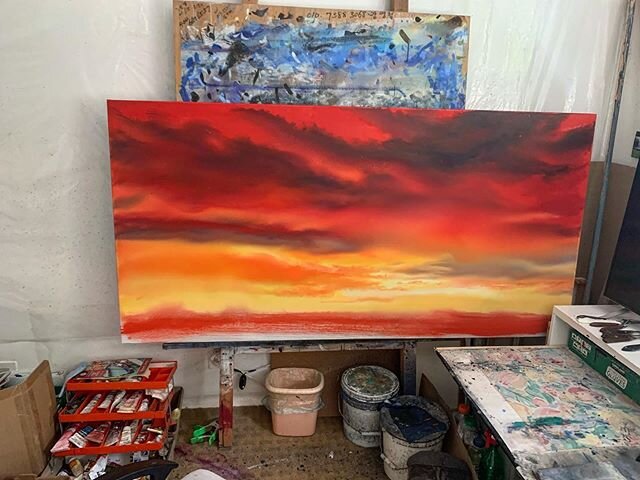 Not sure where to go with this but was envisioning a #summer #sunset #art #acrylicpainting #workinprogress #abstractlandscape #sketch #artist #artistsoninstagram #artistsofinstagram #artwork #artsy #artstudio #instaart #instaartist #inthestudio #artf