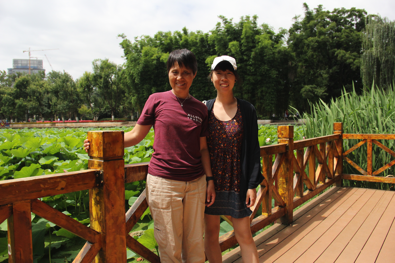 Sunny day at Cuihu lake - gorgeous water lily ponds surrounded by bamboo groves - there were water birds walking on top the lilly pads!