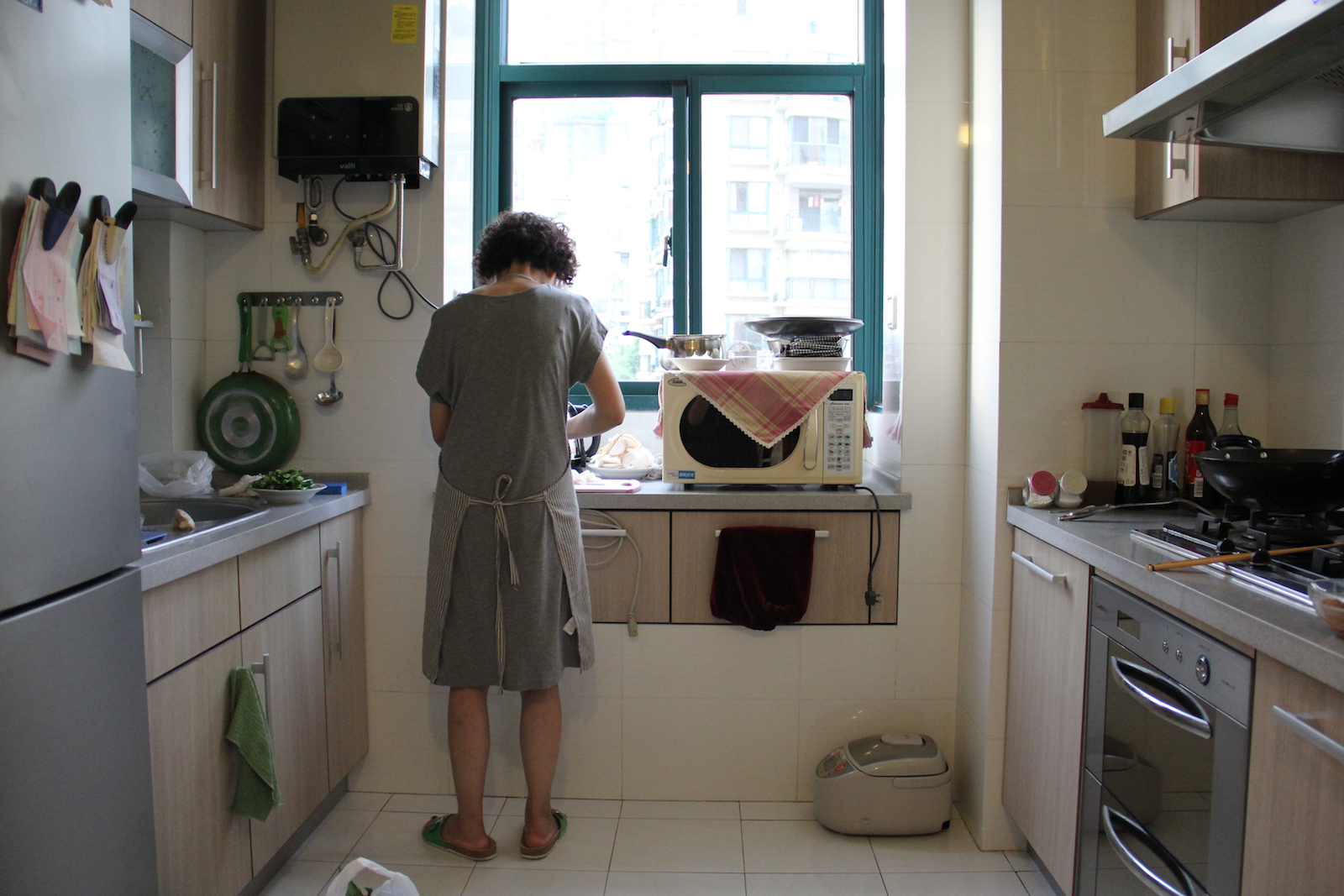 My Eryi (aunt) working hard in the kitchen