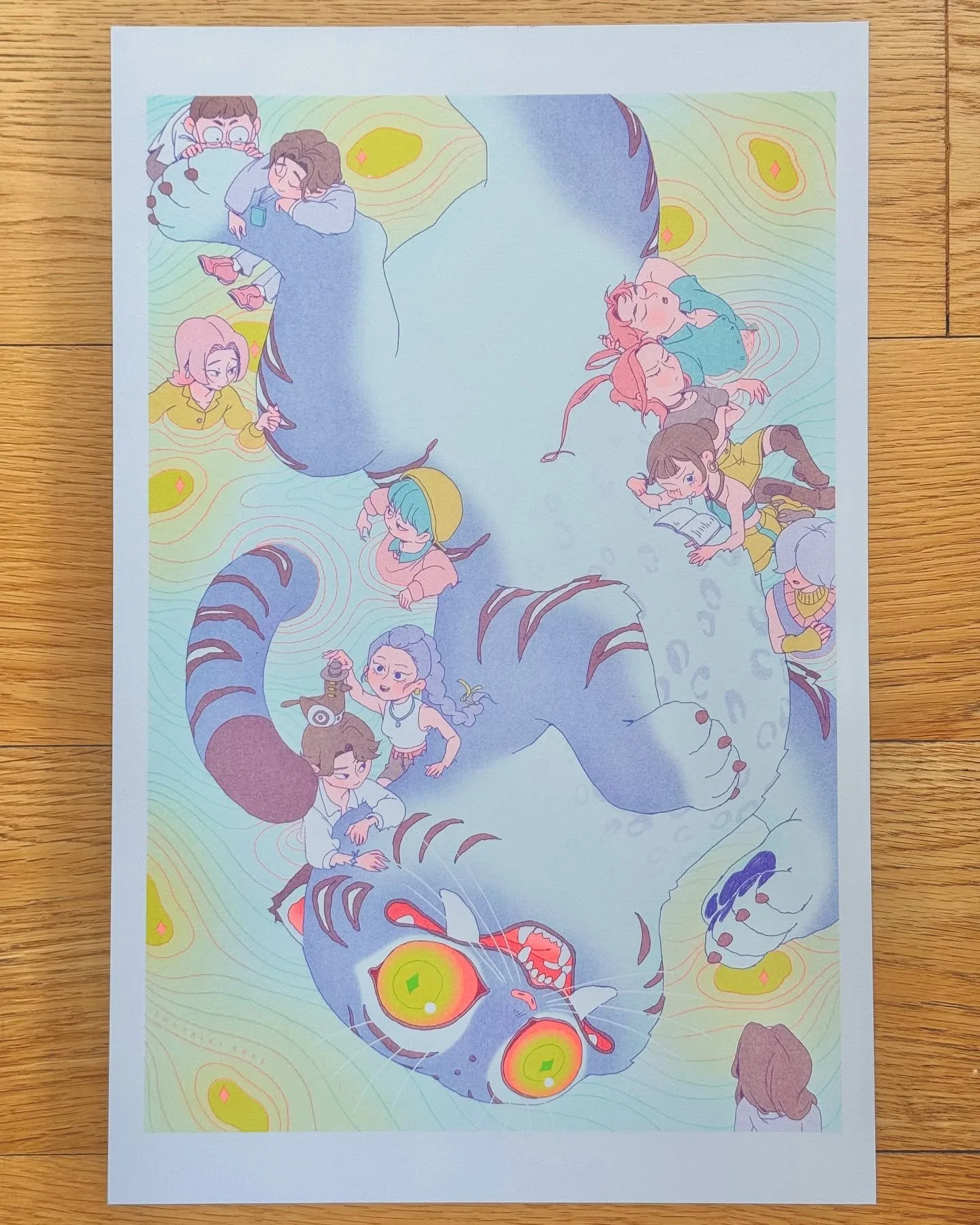 Let&rsquo;s take a dip in the Honmoon 🌊✨

Wanted to draw a piece with everyone together and of course had to prominently feature my favorite character  once again 🐯🩵

I&rsquo;ll have these with me at Anime NYC! Artist alley E09!