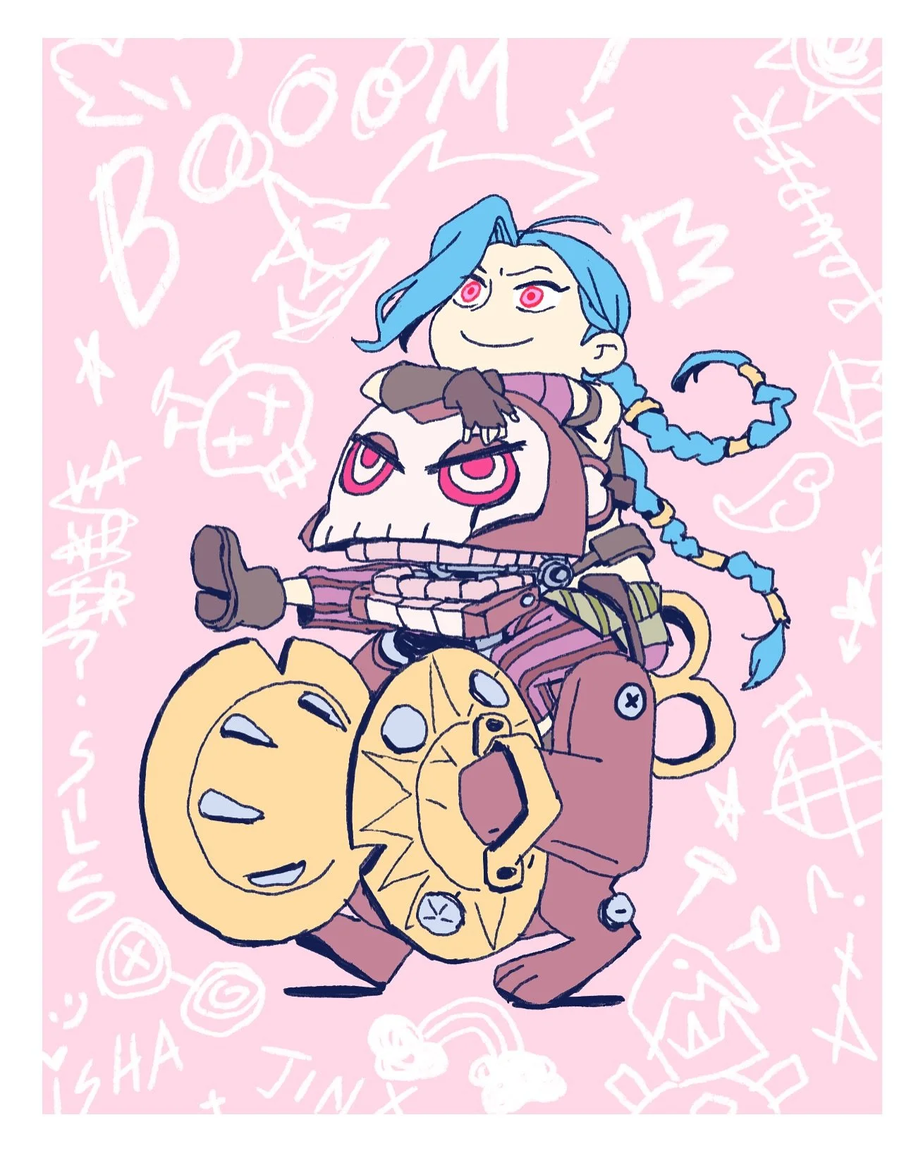 BOOM ! 👑 A little drawing from my sketchbook that I decided to finish. If all goes according to plan, I&rsquo;ll have these as stickers and small prints for anime nyc in two days 🍎 Come find me in the artist alley at E09 !