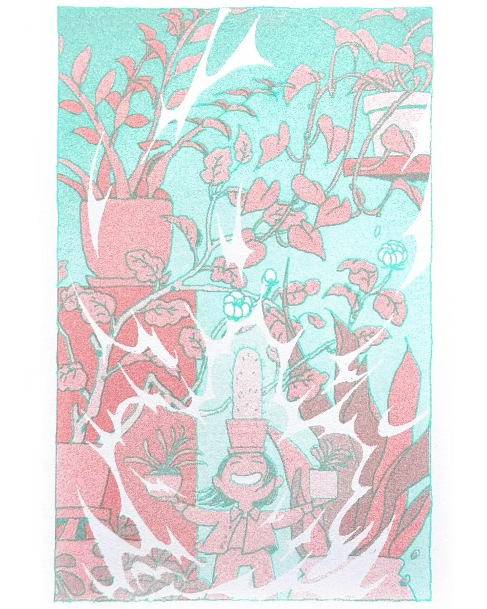 Plant powers! 🪴⚡️

Thanks for all the love on the plants sticker sheet 💖 Printed the middle drawing as a small riso with coral and mint. Really like these two colors together! Planning to experiment with more color combos in the new year ✨