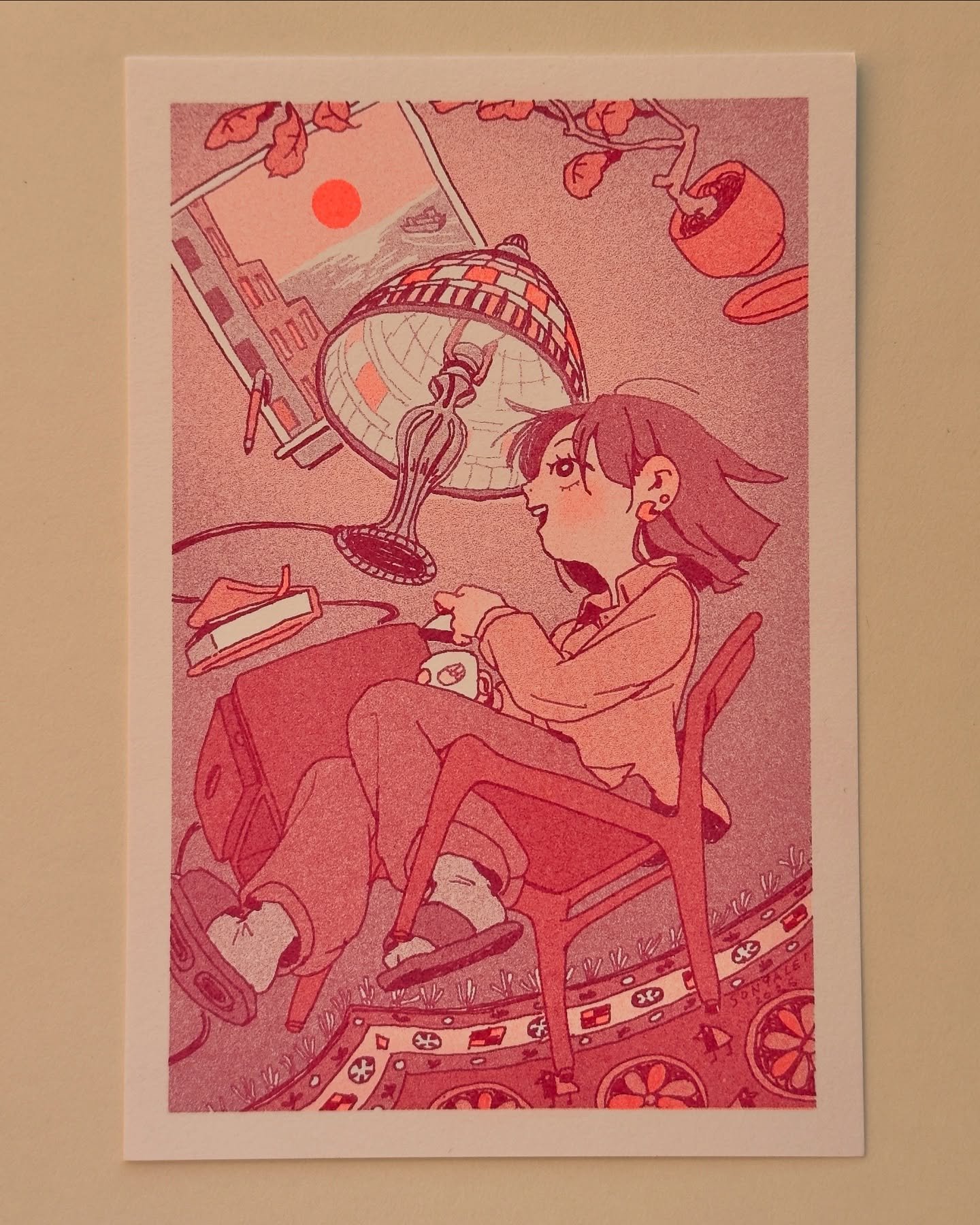 Trying to keep the pen moving - a little 2 color riso with Raspberry and Flo Orange 🍊 This one is for those who like to fill their space with found treasures