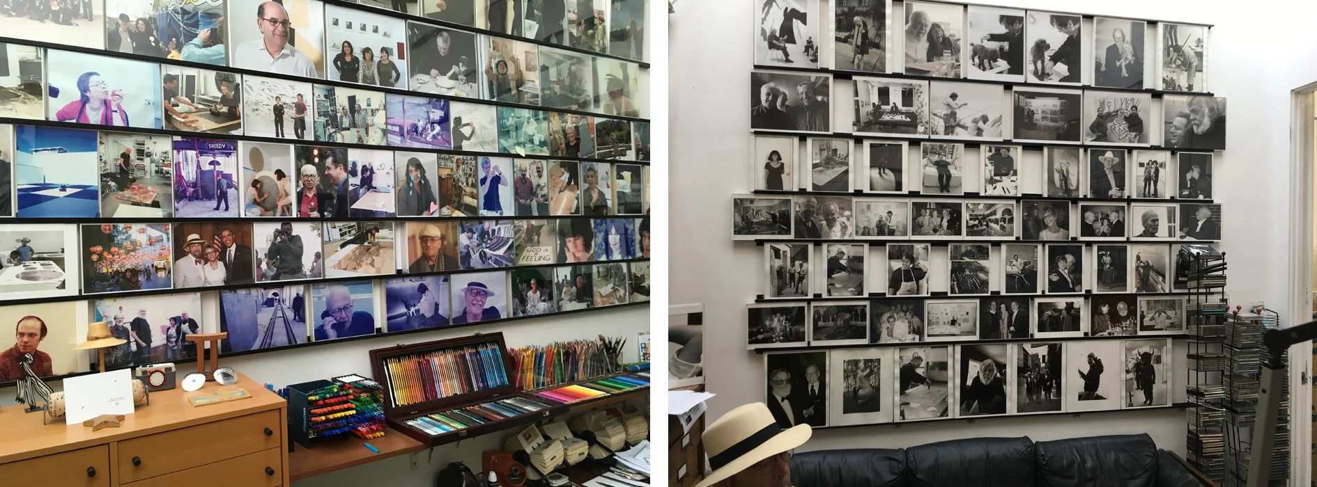 Photographs line the walls of Sidney's office at Gemini G.E.L.