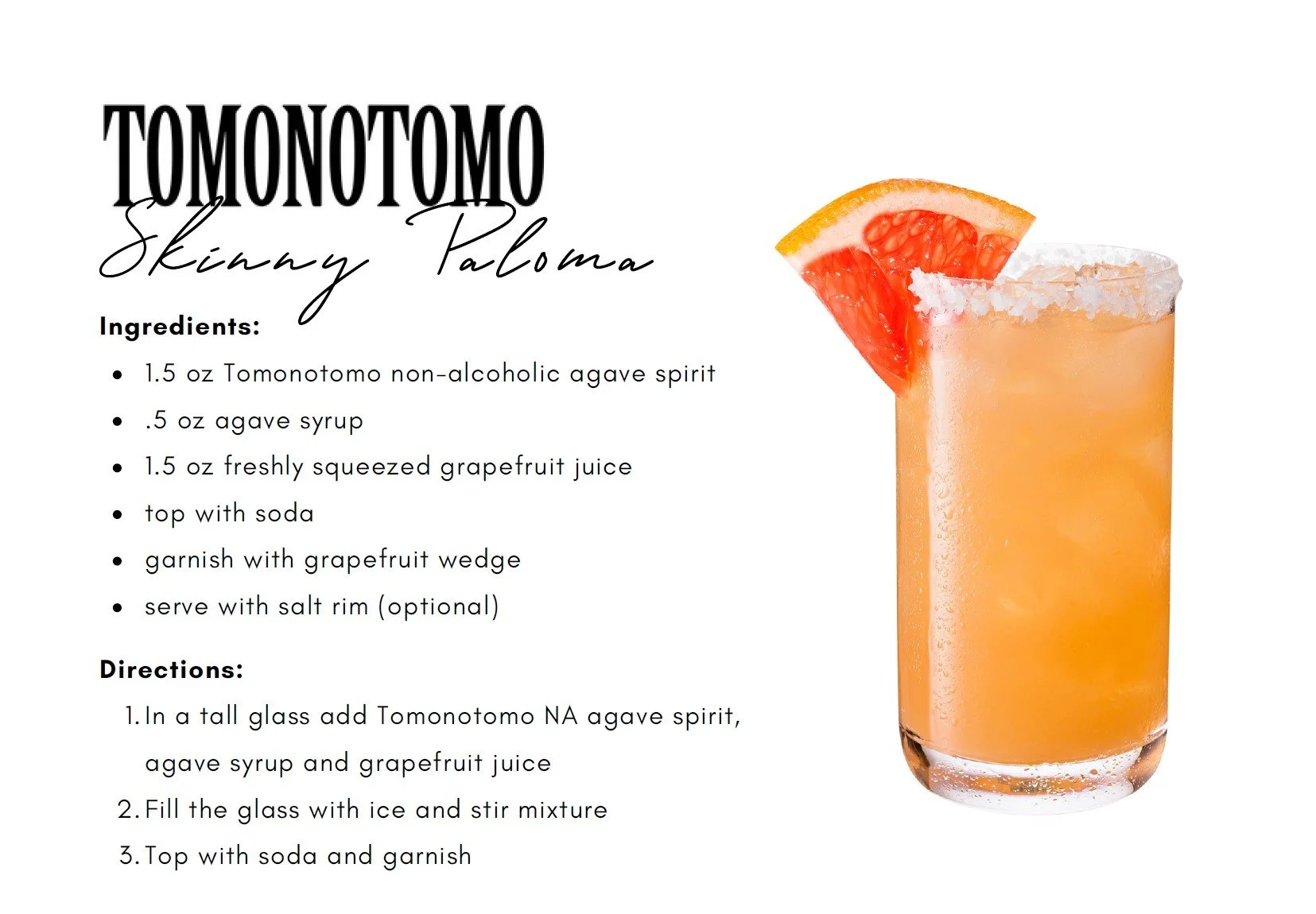 Tomonotomo TOBALÁ Skinny Paloma Recipe card  
