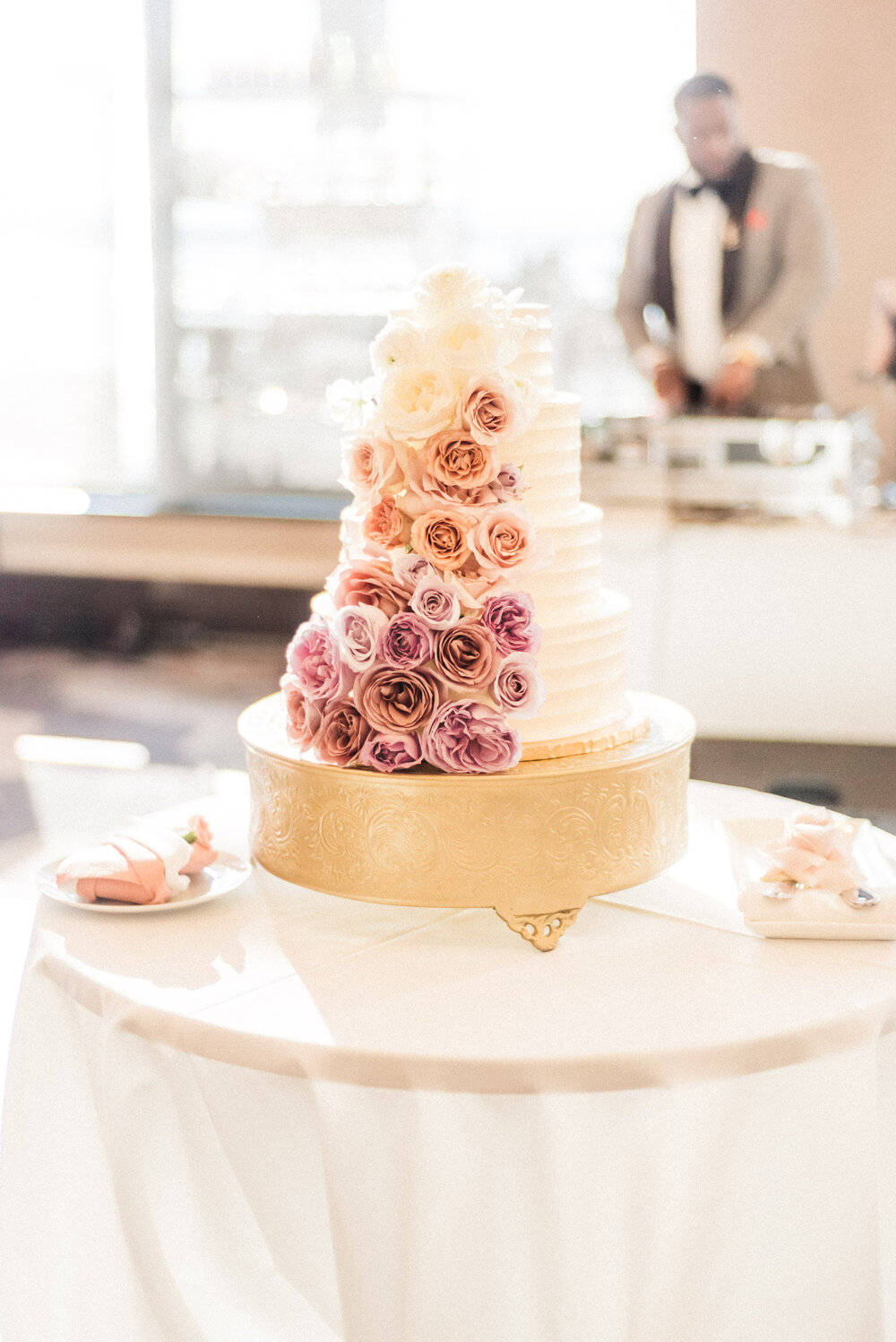 Four Tier Romantic Floral Wedding Cake 