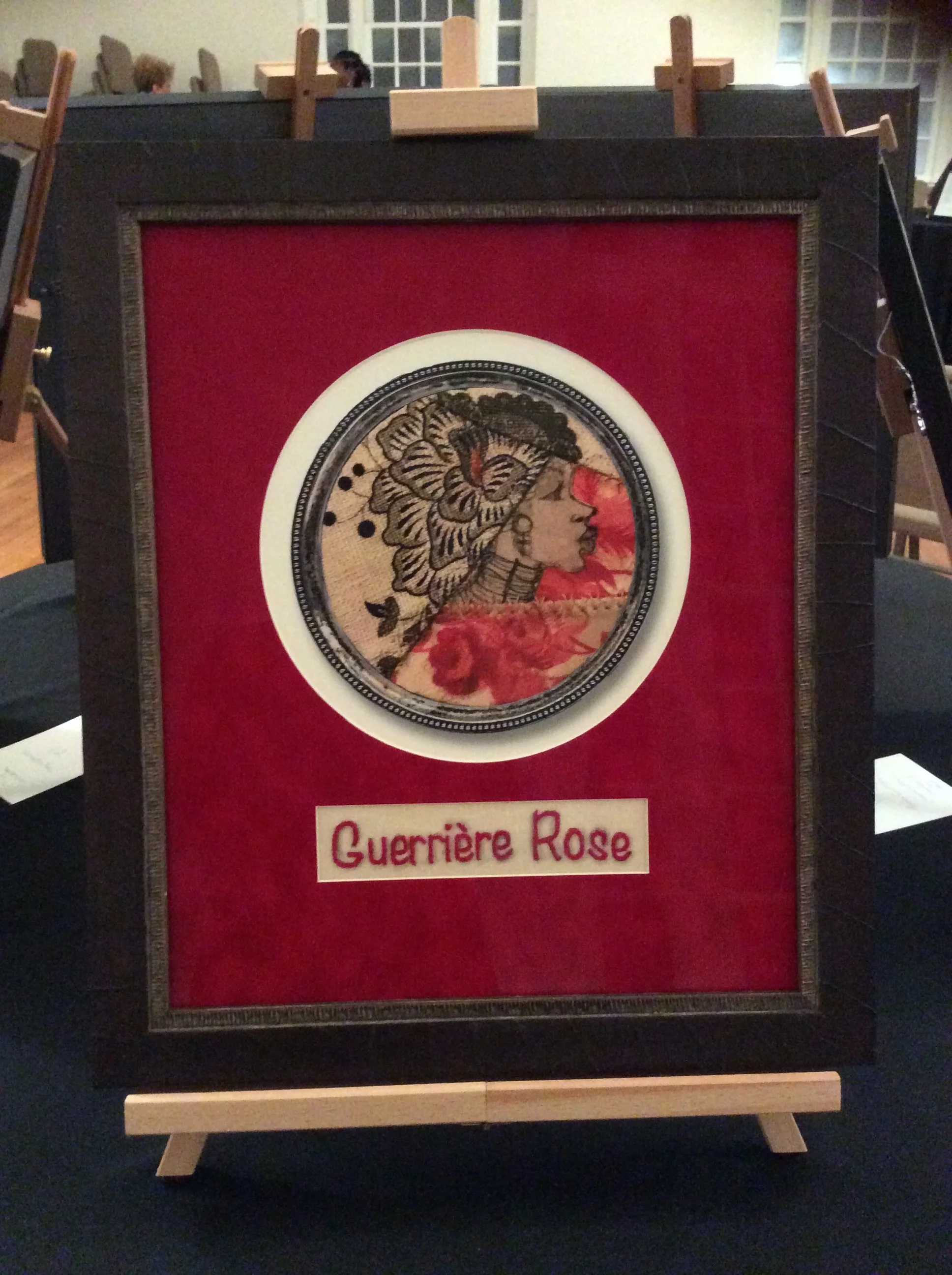   “Guerrière Rose”  Needlepoint words  18x21  She Raised Words Collection  