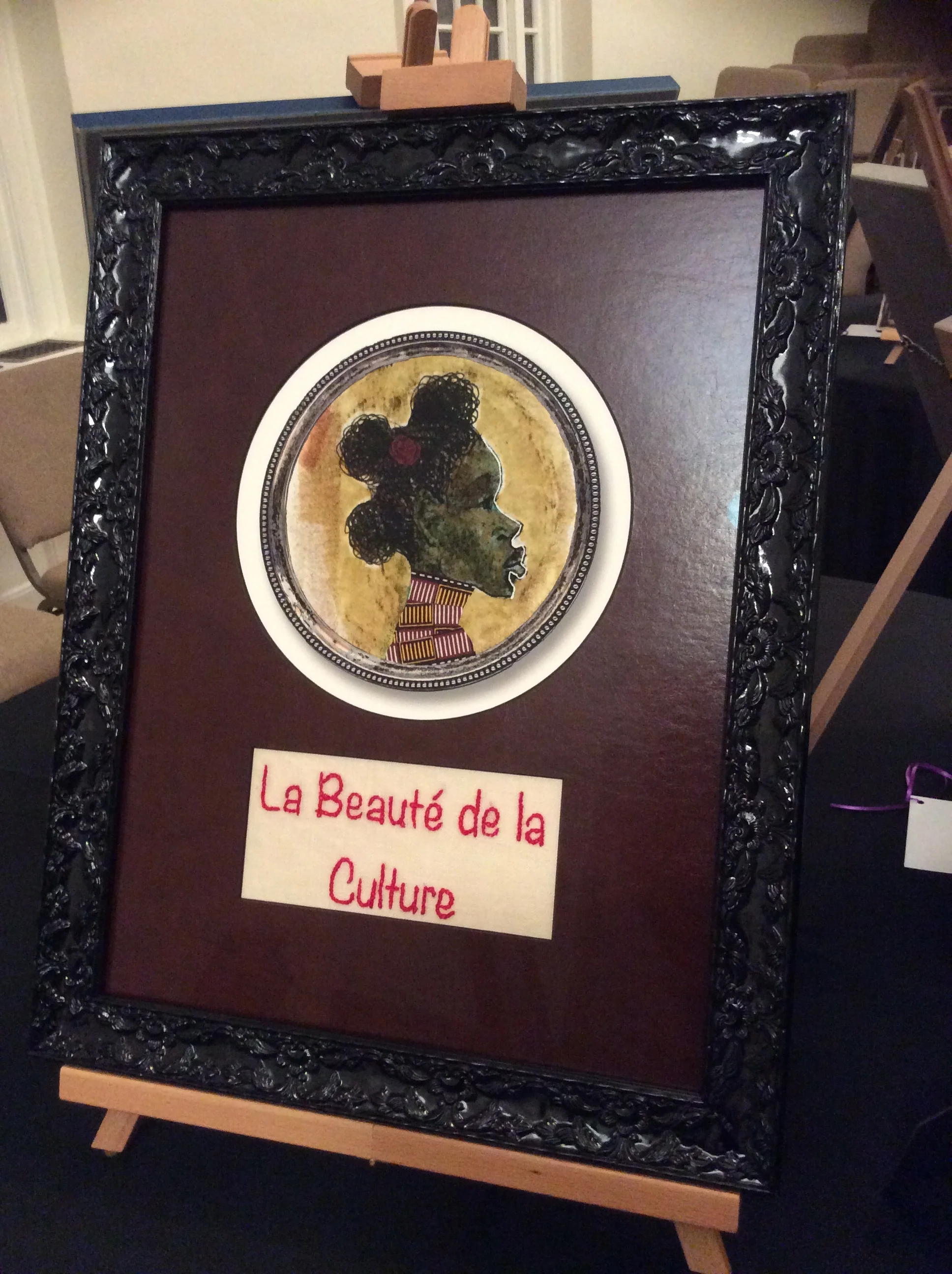   “La Beauté de la Culture”  Needlepoint words  19x24   She Raised Words Collection  