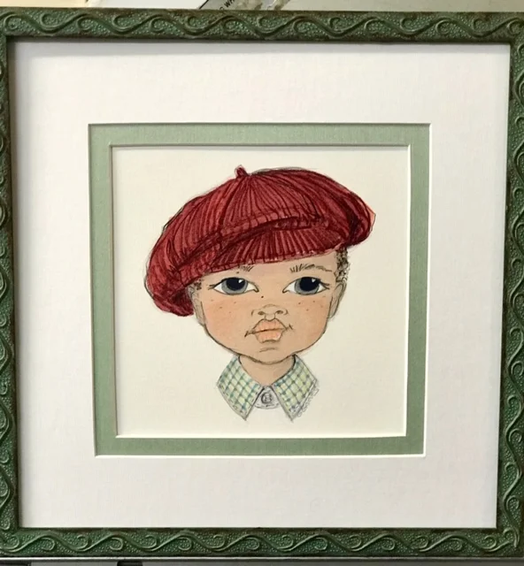   “Eubie”   My dad… I re-imagined as a child… He is wearing one of the newsboy caps that I custom designed for him.   13 1/2x13 1/2   Les Enfants Collection     