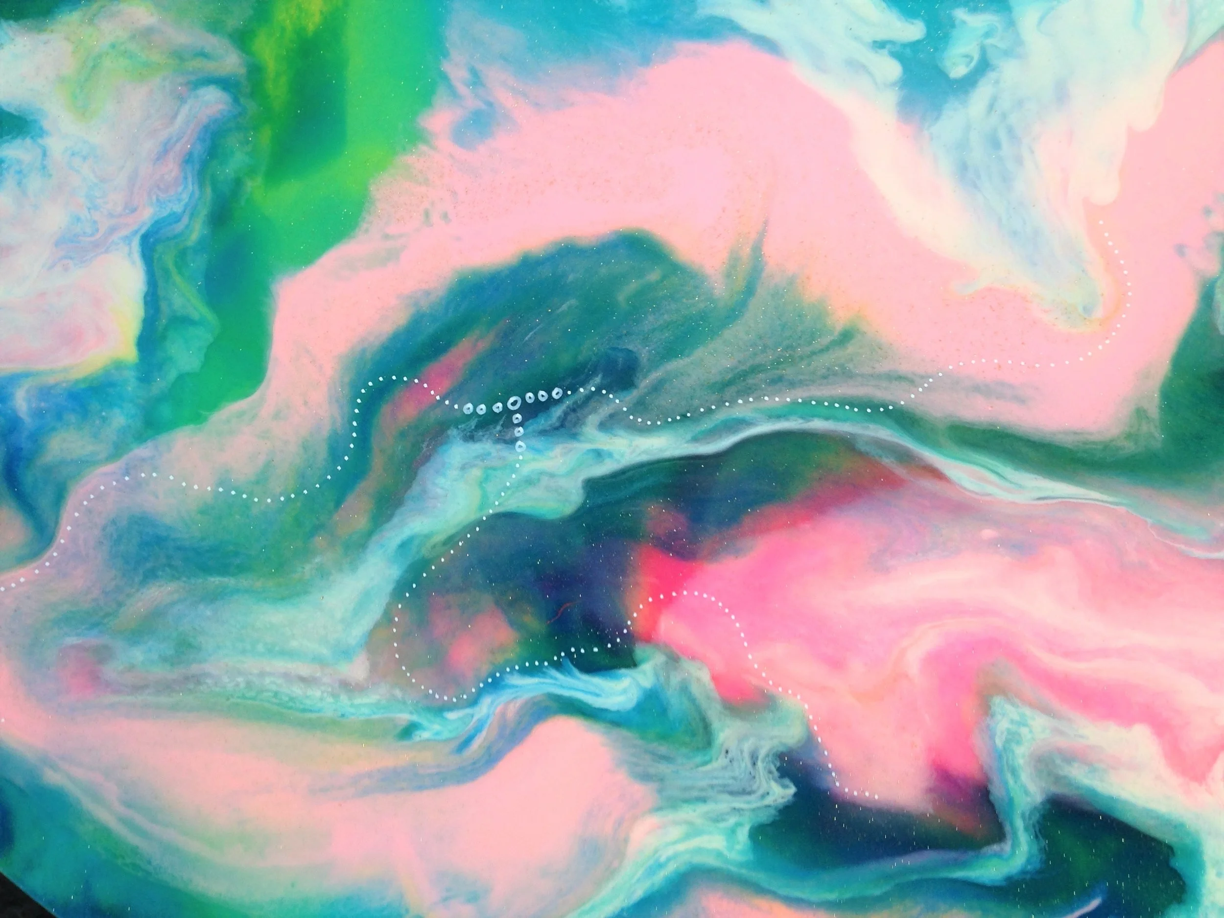 Abstract pastel pinks blues and green giclee wall art print