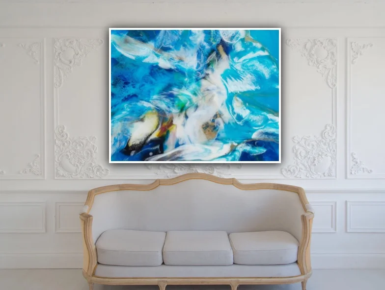 Limited edition Ocean blue large abstract fine art print to transform your interior space