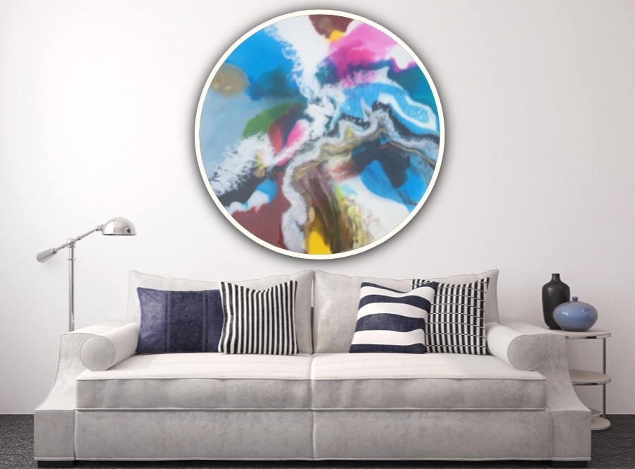 Ciara O Neill Large circular resin abstract original painting