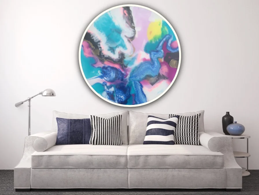 Ciara O Neill large circular resin abstract art