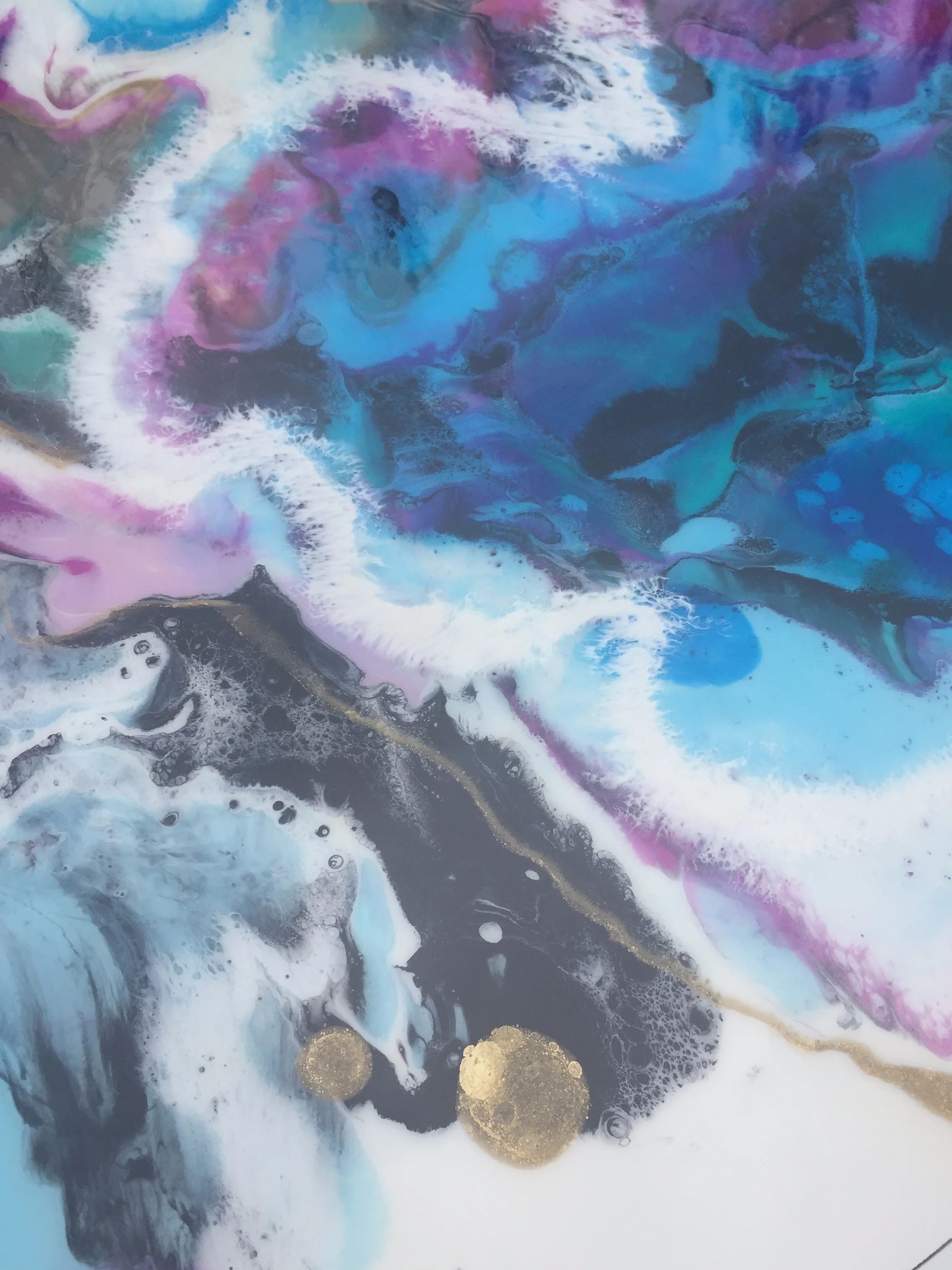 colourful abstract original resin wall art painting by ciara o neill
