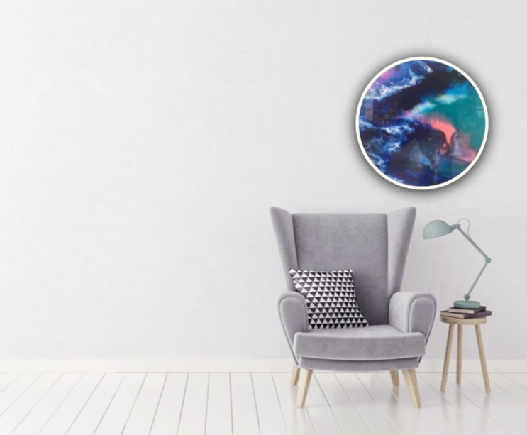 Original circular abstract painting by ciara o neill