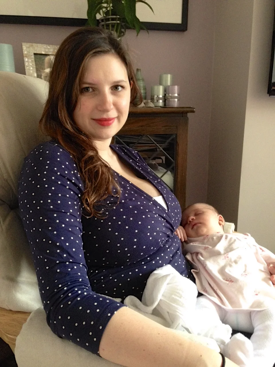 About 6 weeks after having Edie. Pink lippy. of course!