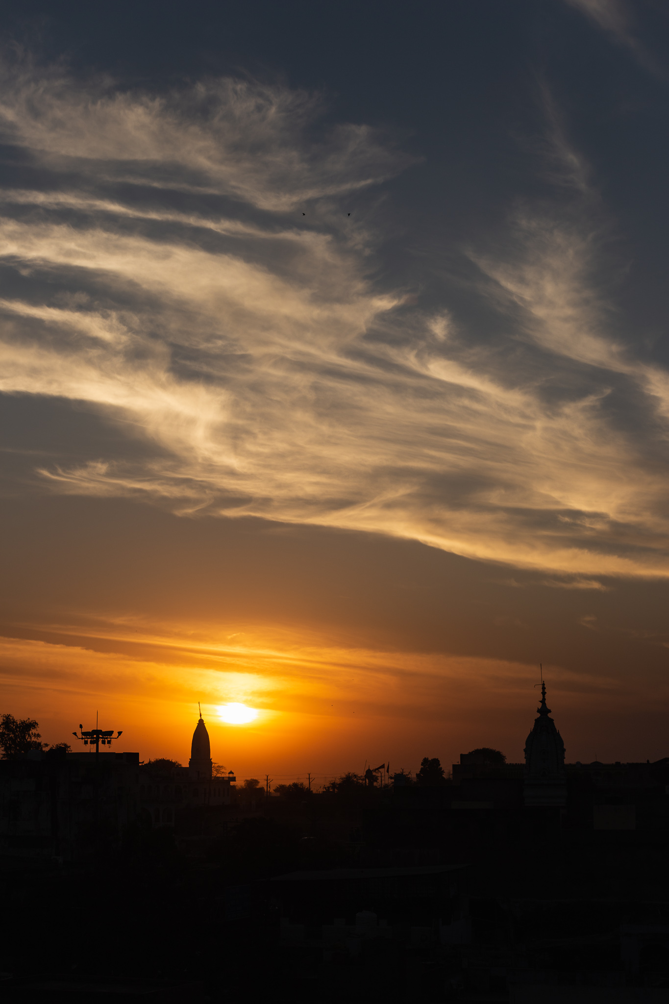 Sunset sky in Pushkar, India.