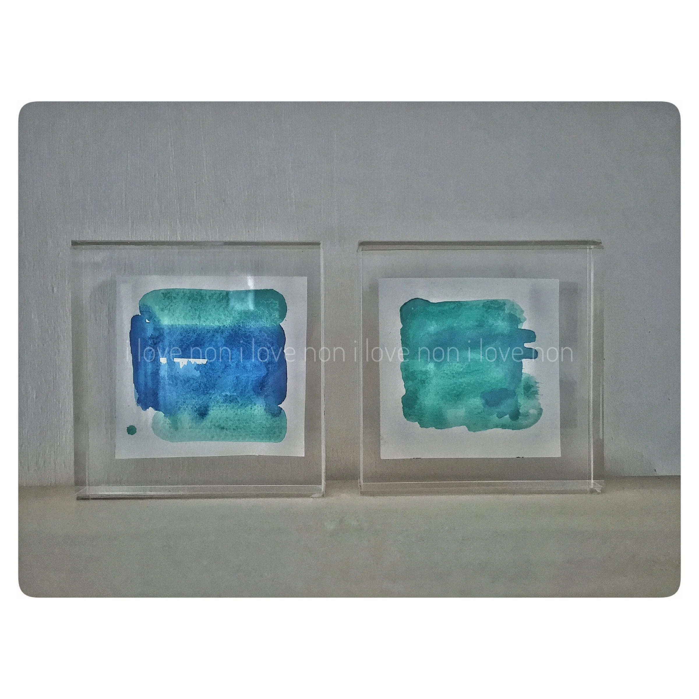watercolour on cold pressed paper, free-standing 'floating' frames, 10x10cm.