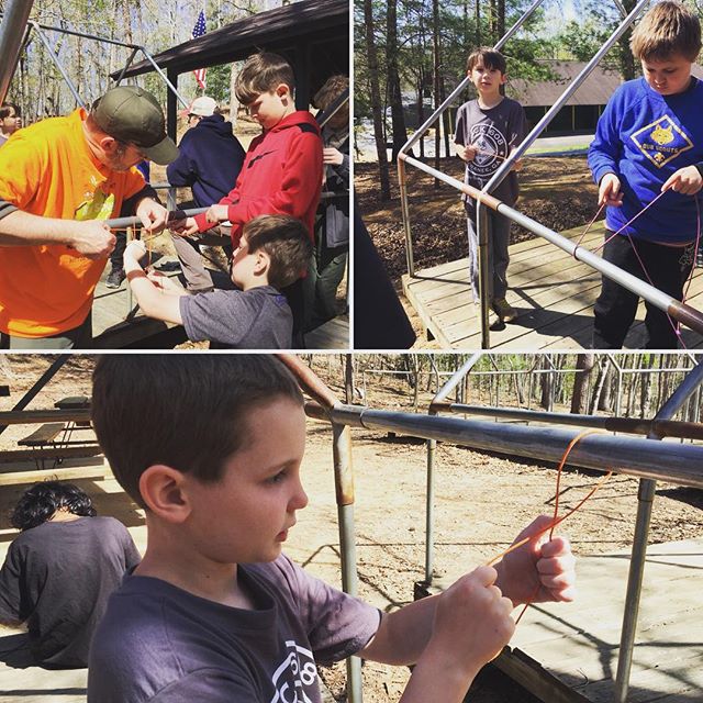 Practicing knots during our spring campout. #atlscouts