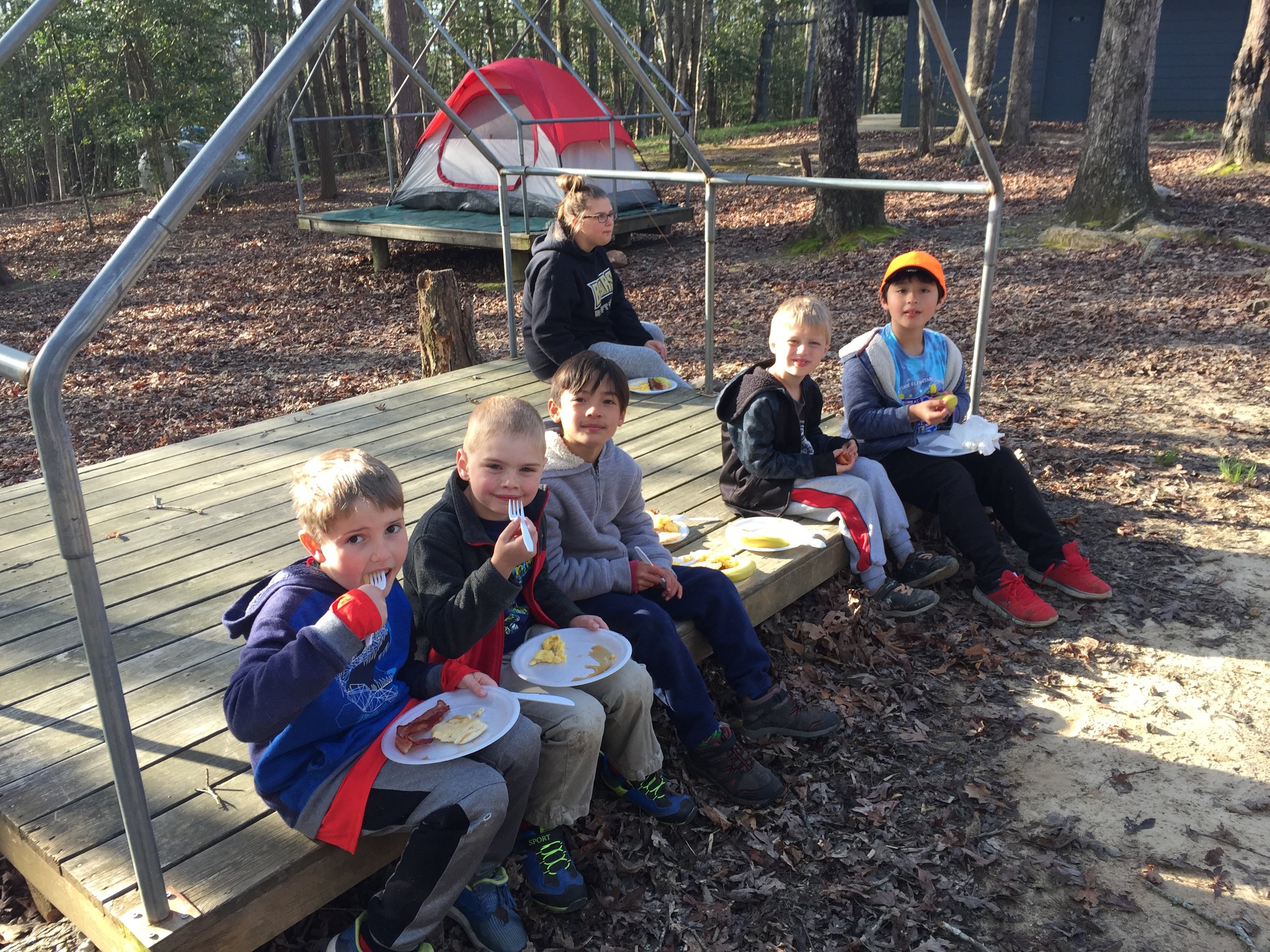 Scouts Eating Breakfast