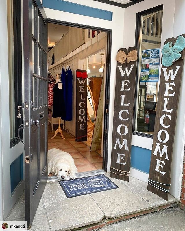 &quot;Welcome to Eureka Clothing Company! Please watch your step...&quot; Love this shot from @mkandtj! Do you bring your furry friends when you travel?