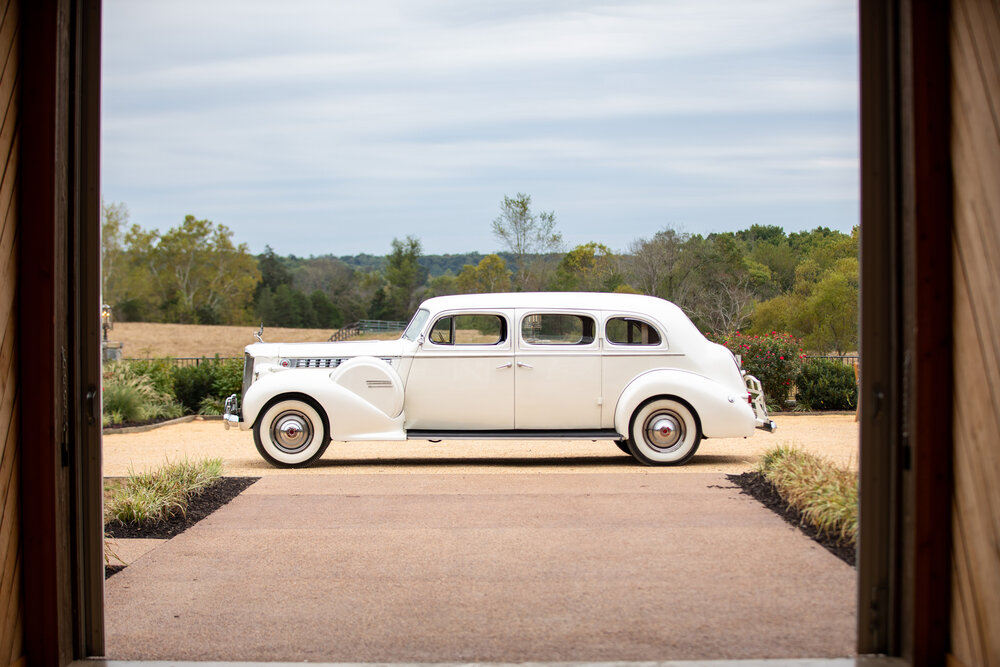 Pippin Hill Winery Wedding Bus Limousine Vintage Antique Limousine.jpg