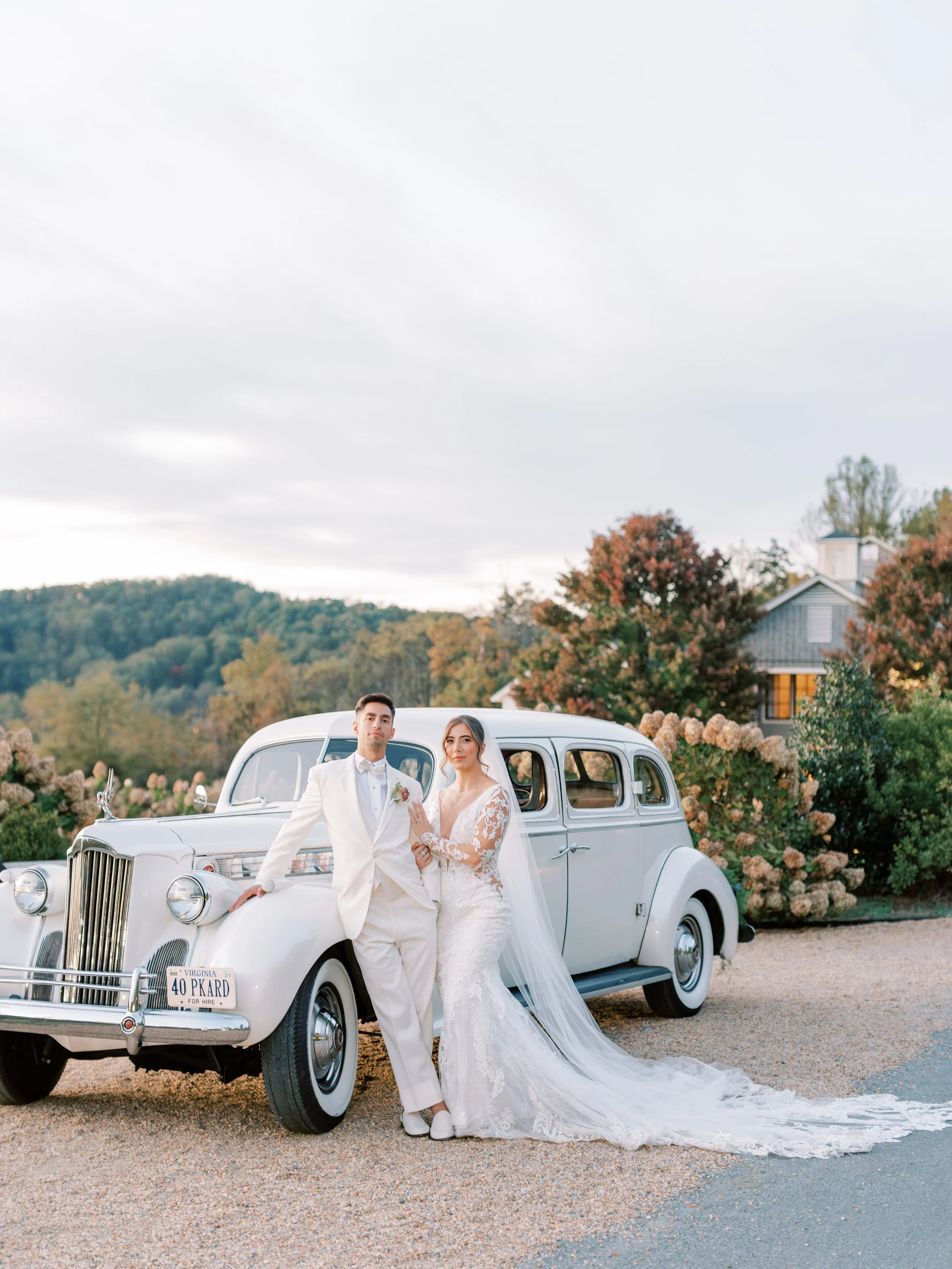 Vintage Albemarle Limousine getaway car for a wedding in Charlottesville, Virginia
