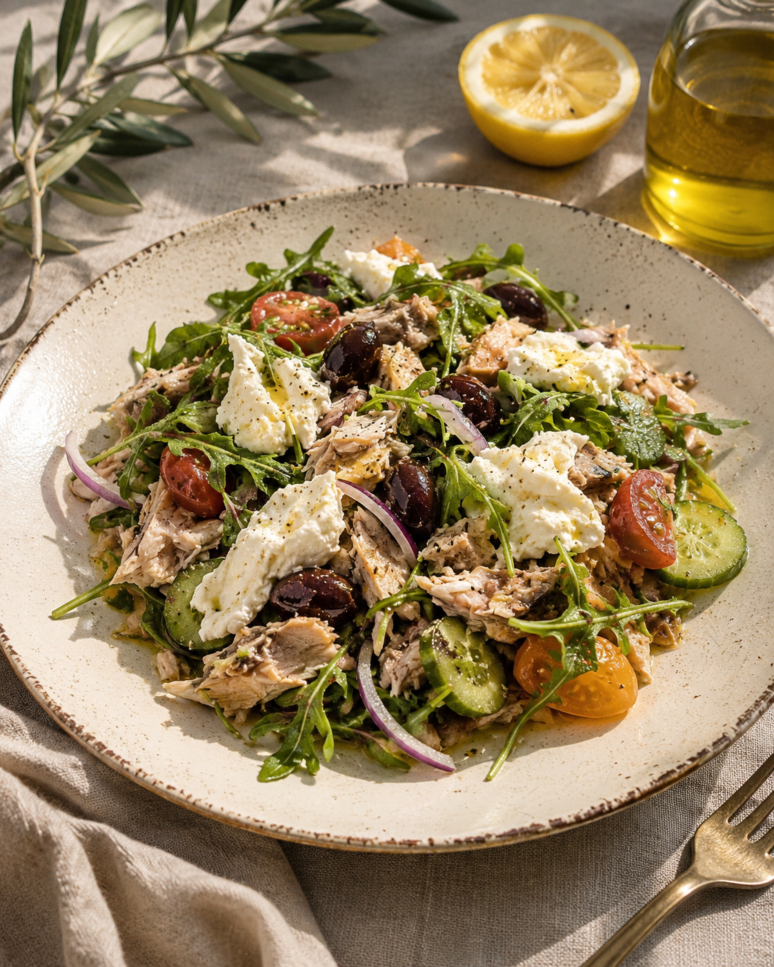 Lemon-Dressed Mackerel, Burrata &amp; Summer Salad