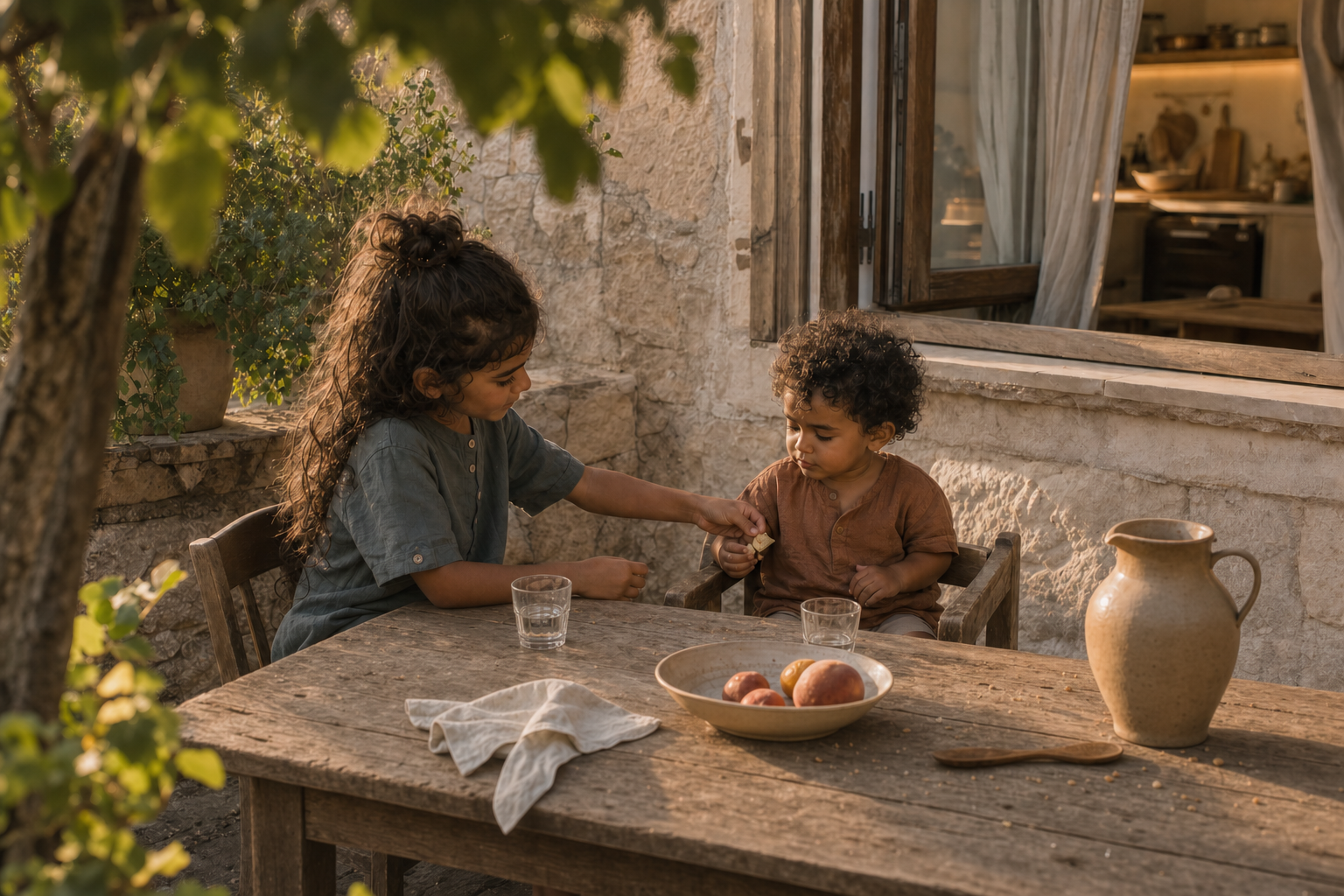 A family table on a summer evening